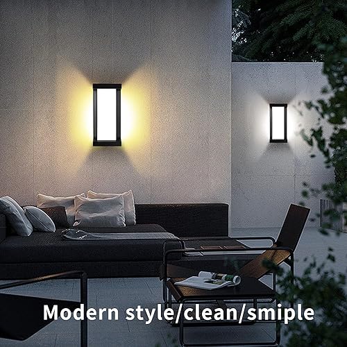 Miniatura 6 de Lámparas de pared para exteriores de 3000 K, 2000 lúmenes, color negro, modernos apliques de pared para casa exterior (paquete de 2)