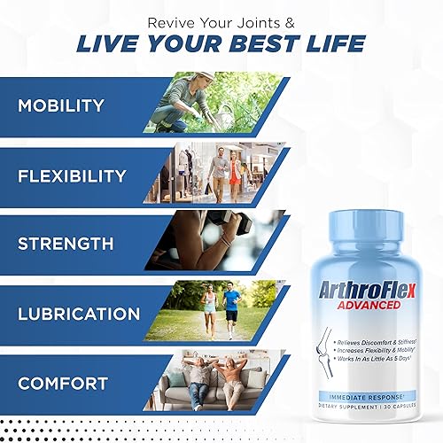 Miniatura 4 de Suplemento articular ArthroFlex Advanced Joint Support Suplemento para hombres y mujeres con curcumina de cúrcuma, extracto de boswellia serrata y