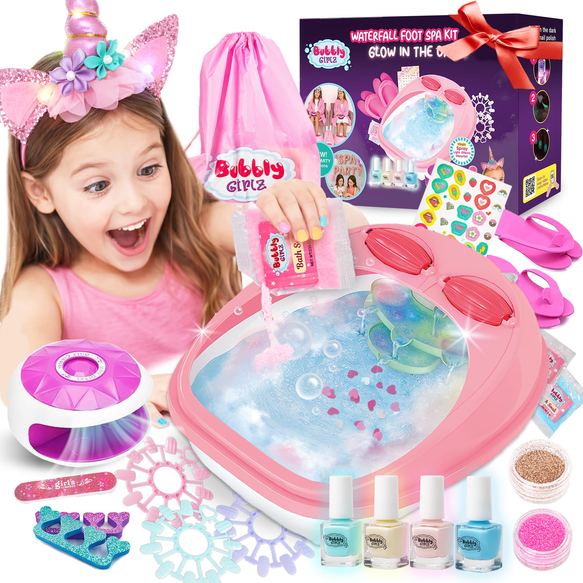 42+ PCs Glow in Dark Kids Spa Day Kit for Girls Ages 6-12 | Girls Spa Kit