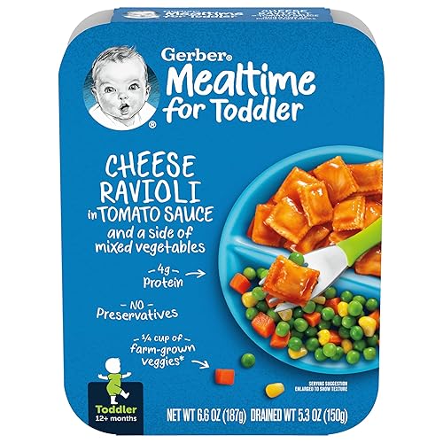 Gerber Graduates Ravioli de queso en salsa de tomate con verduras mixtas, 6.6 onzas