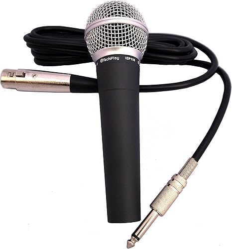 TECH-PLAY TechPlay IEP110, micrófono dinámico vocal profesional, ideal para máquinas vocales y de karaoke. Con rejilla resistente a abolladuras y