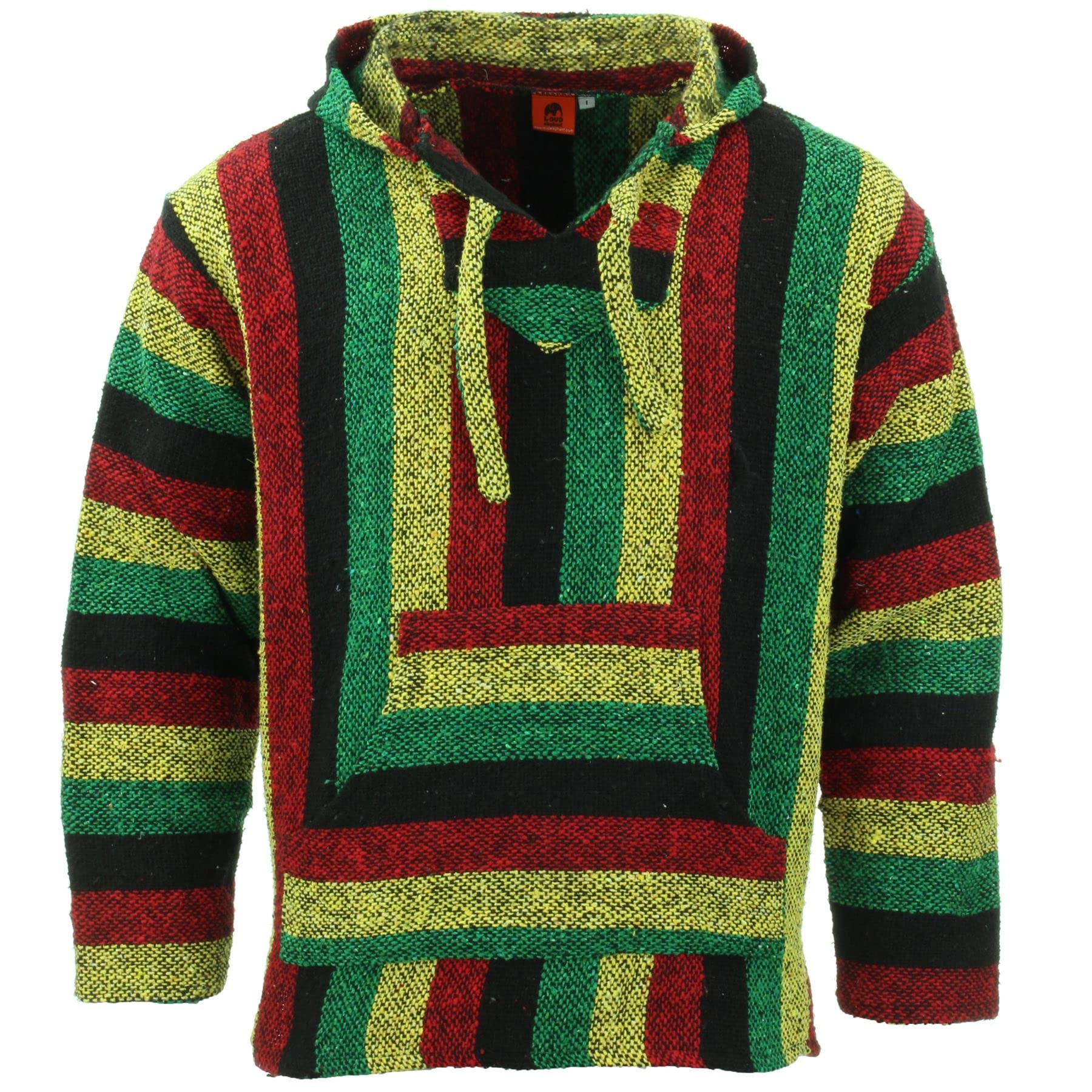 LOUDelephant Recycled Mexican Baja Jerga Hoody - Rasta (Large)