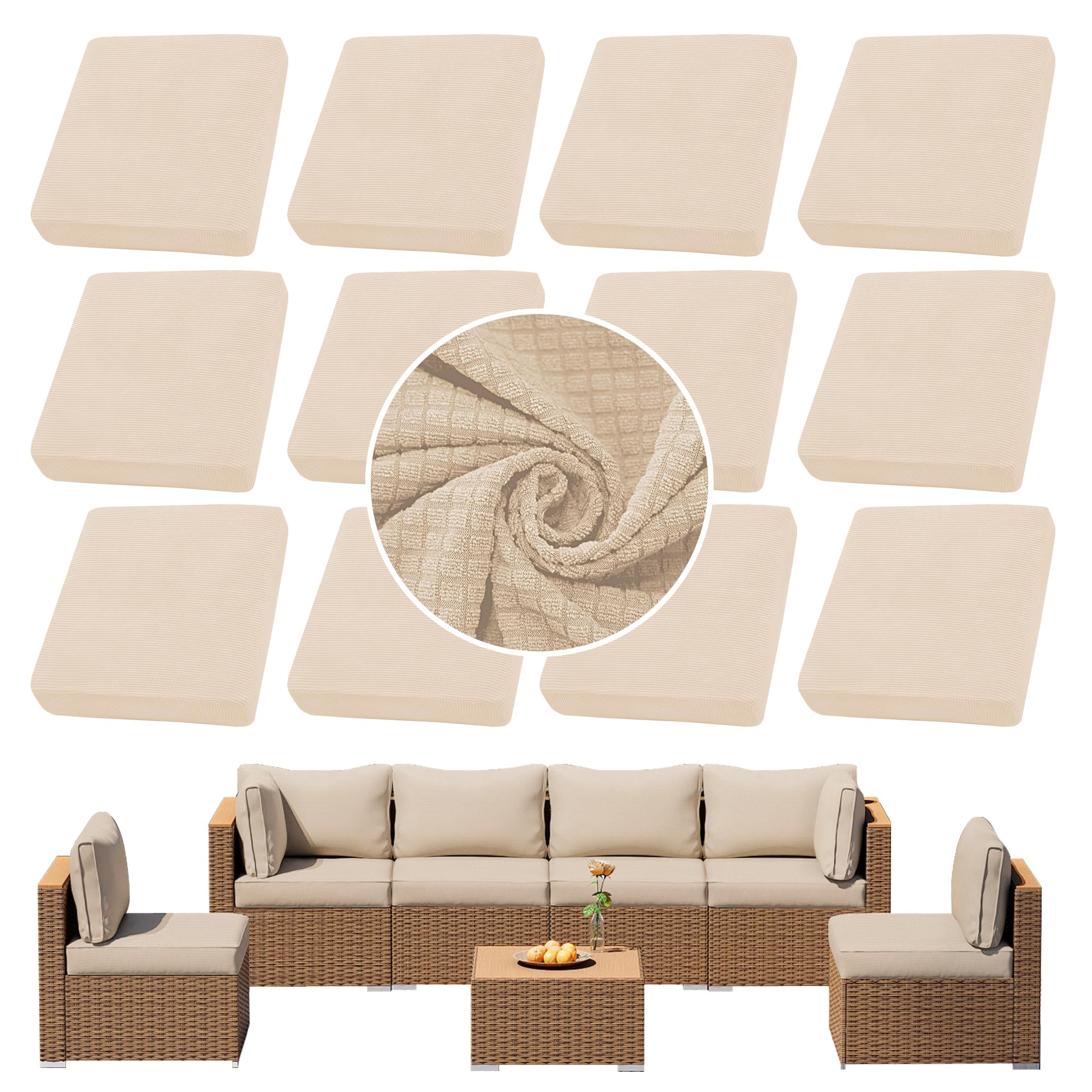 14PCS Patio Cushion Covers.Patio Furniture Couch SeatSlipcovers