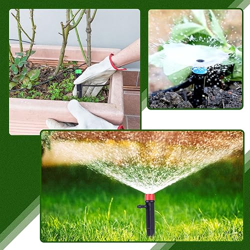 Miniatura 3 de Hortsun 200 emisores de riego por goteo de 5.2 pulgadas, emisores de goteo de ventilador para tubos de riego por goteo de 1/4 de pulgada, 360 grados