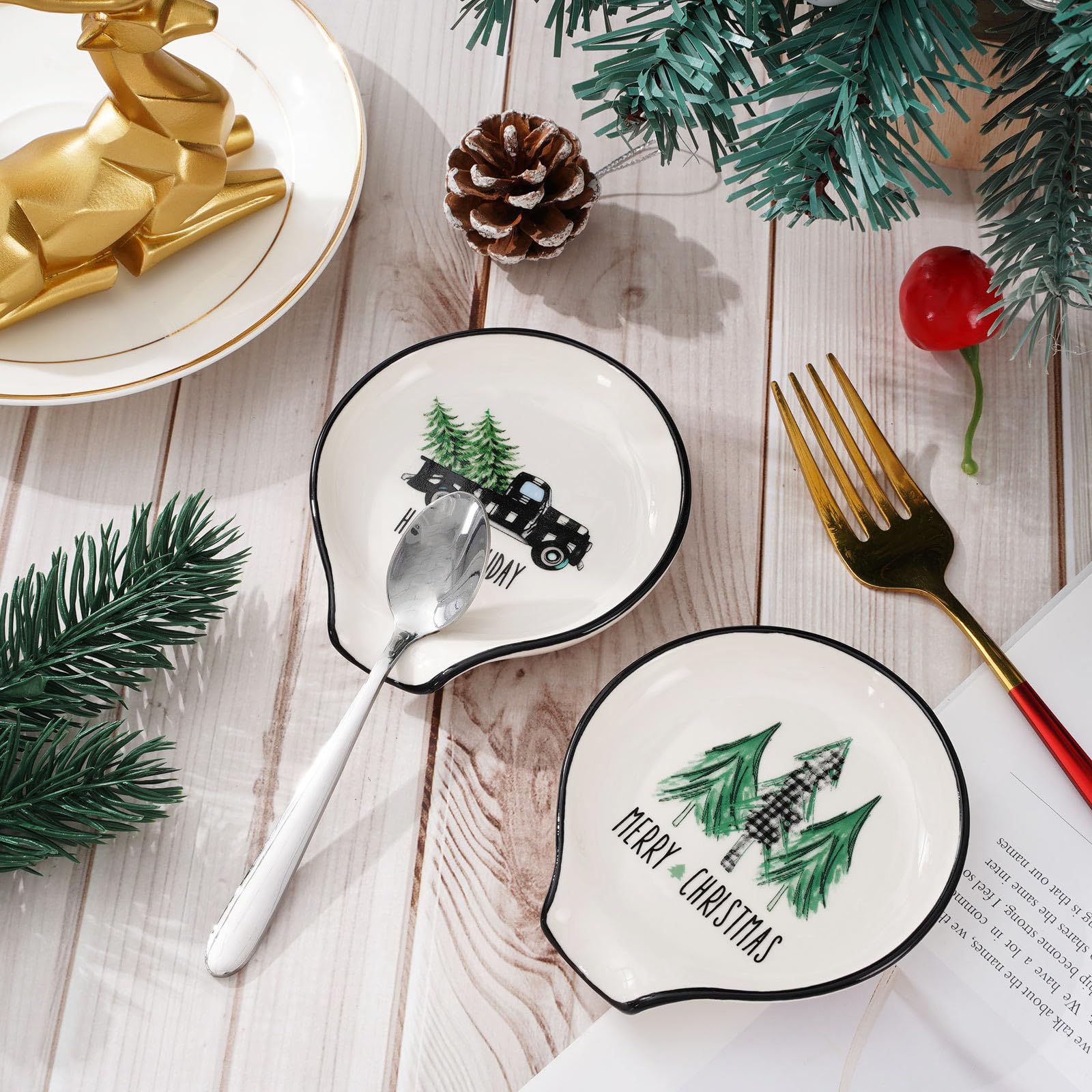 Boston International Christmas Kitchen Spoon Rest Ceramic - View #11