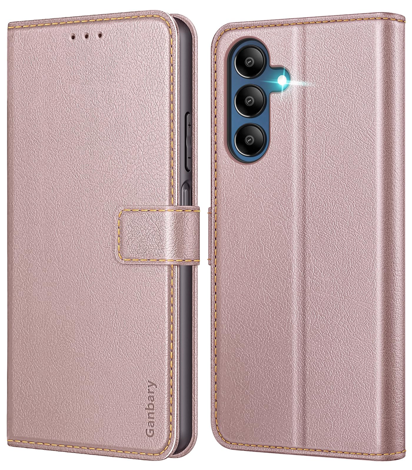 Ganbary Etui do Xiaomi Redmi 13C / Poco C65, [Etui ze skóry PU Premium] [Etui z klapką], etui ochronne do Redmi 13C / Poco C65 - różowe złoto