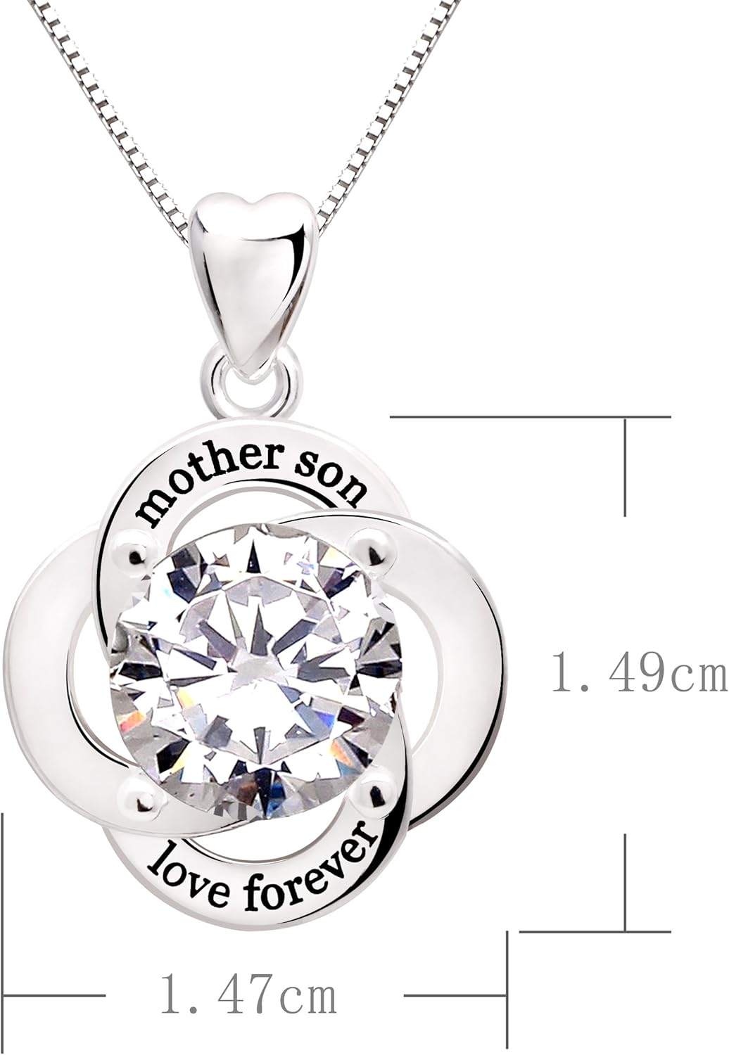 ALOV Jewelry Sterling Silver mother son love forever Cubic Zirconia Pendant Necklace - Image 3
