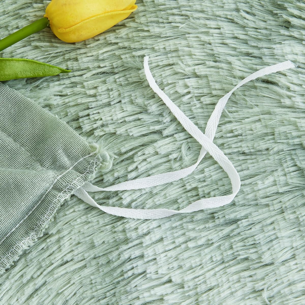 Sacebeleu Ropa de cama de invierno de 135 x 200 cm de felpa de pelo largo de franela mullida, funda nórdica de franela verde y blanco, ropa de cama de invierno degradado de color, cálida funda nórdica