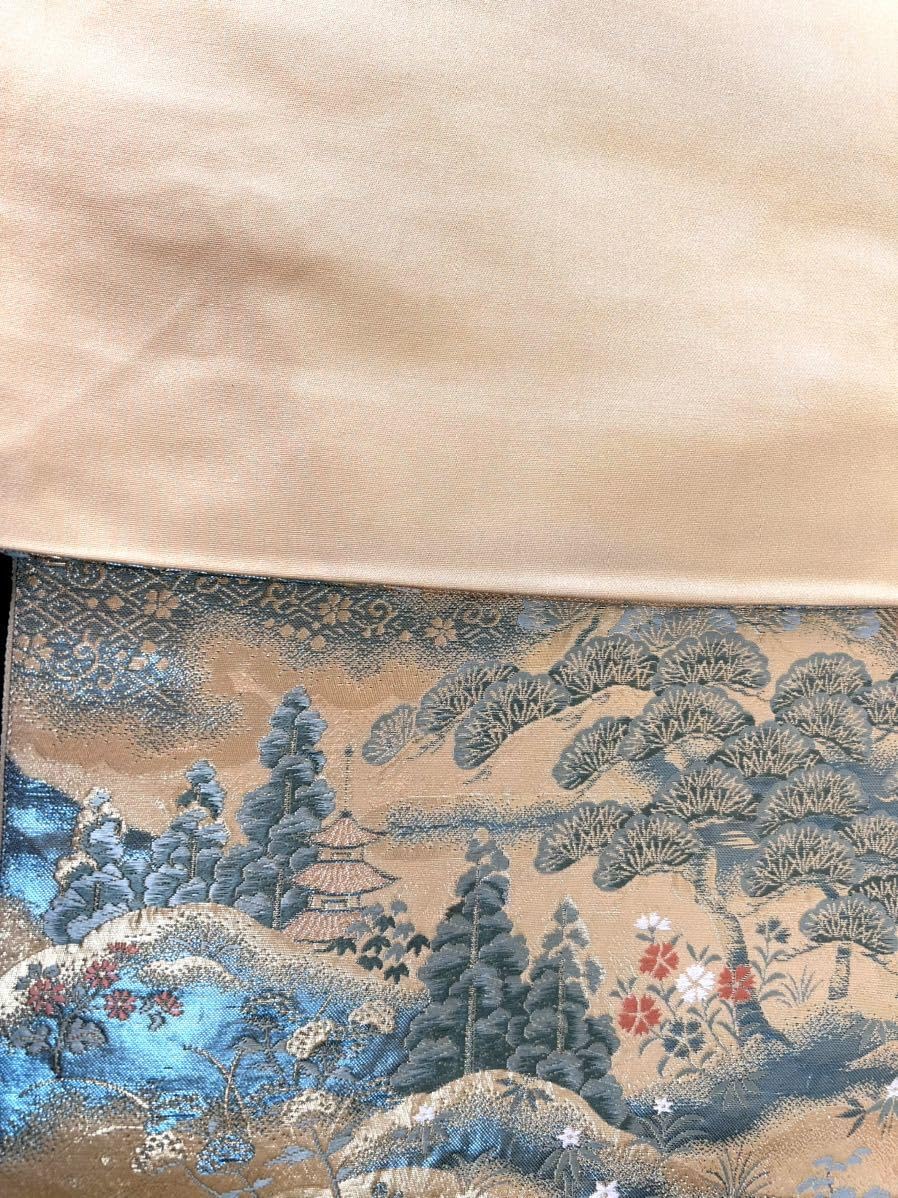 Amazon.co.jp: 全通柄 袋帯 正絹 金銀糸 金糸 袋帯 着物 帯 桜 総柄 総 