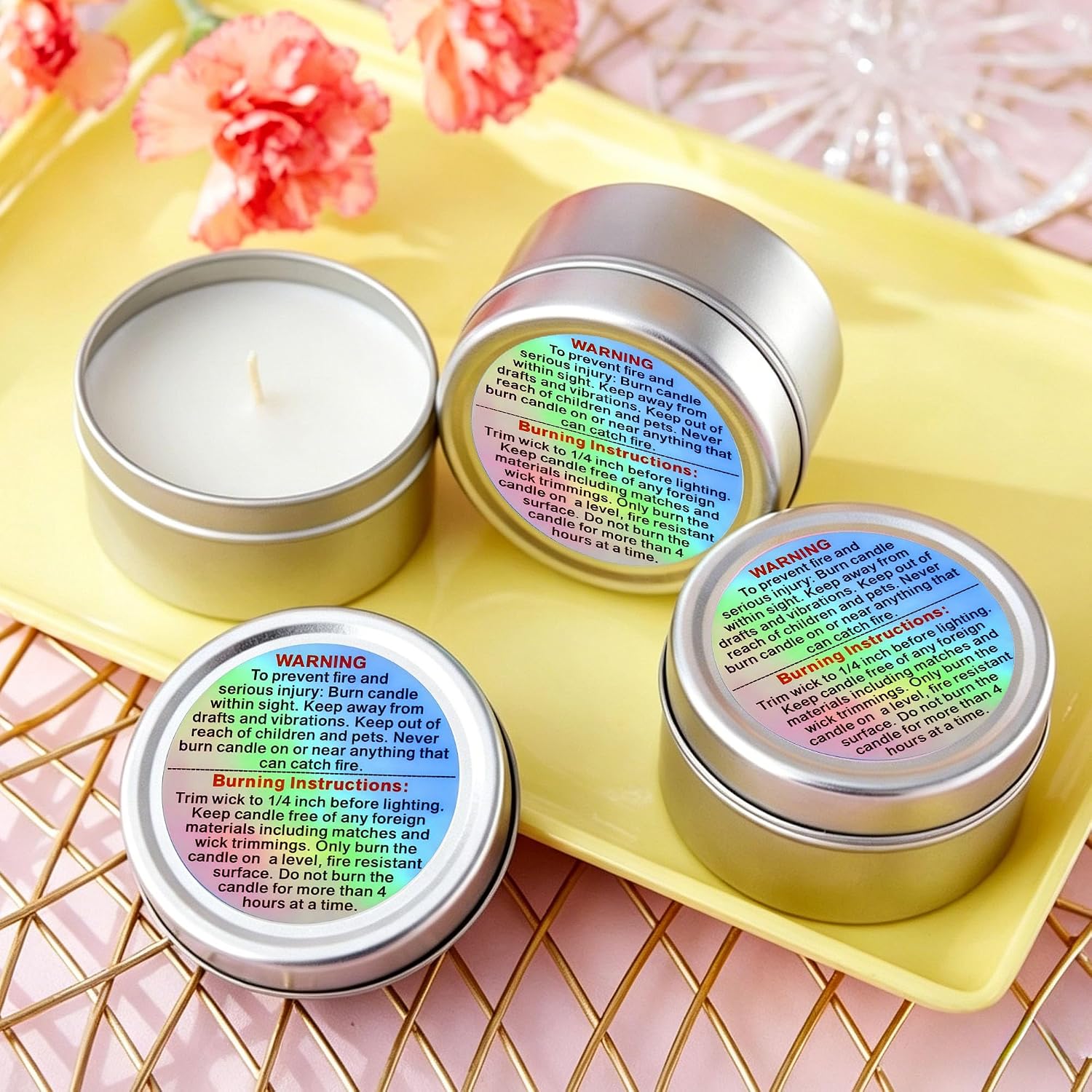 Heyiminy 500Pcs Candle Warning Labels, 1.5 Inch Candle Safety Stickers