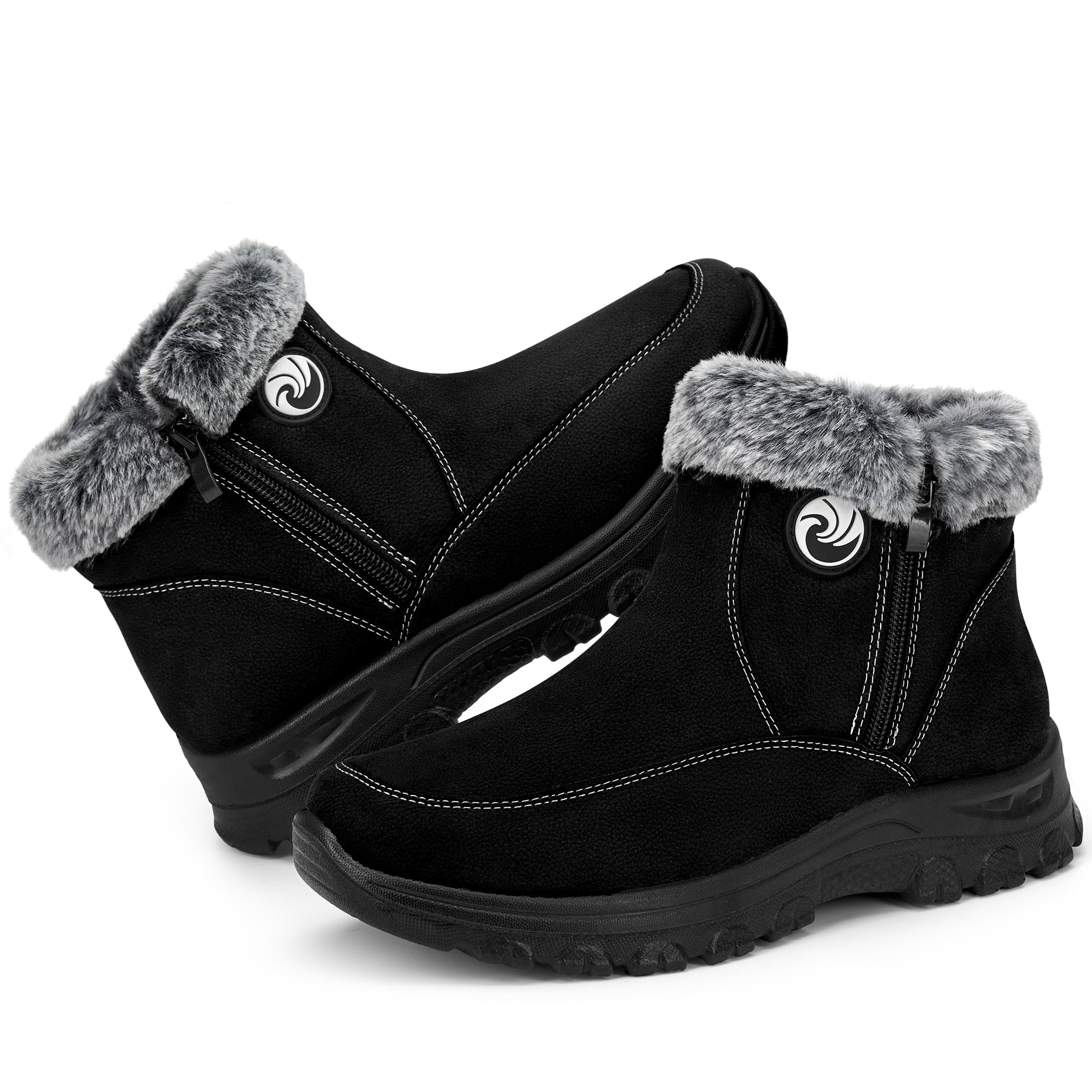 Snow Boots for Women Winter 2025 Warm Fur Lined Ankle Booties Comfortable Outdoor Walking Shoes with Zipper