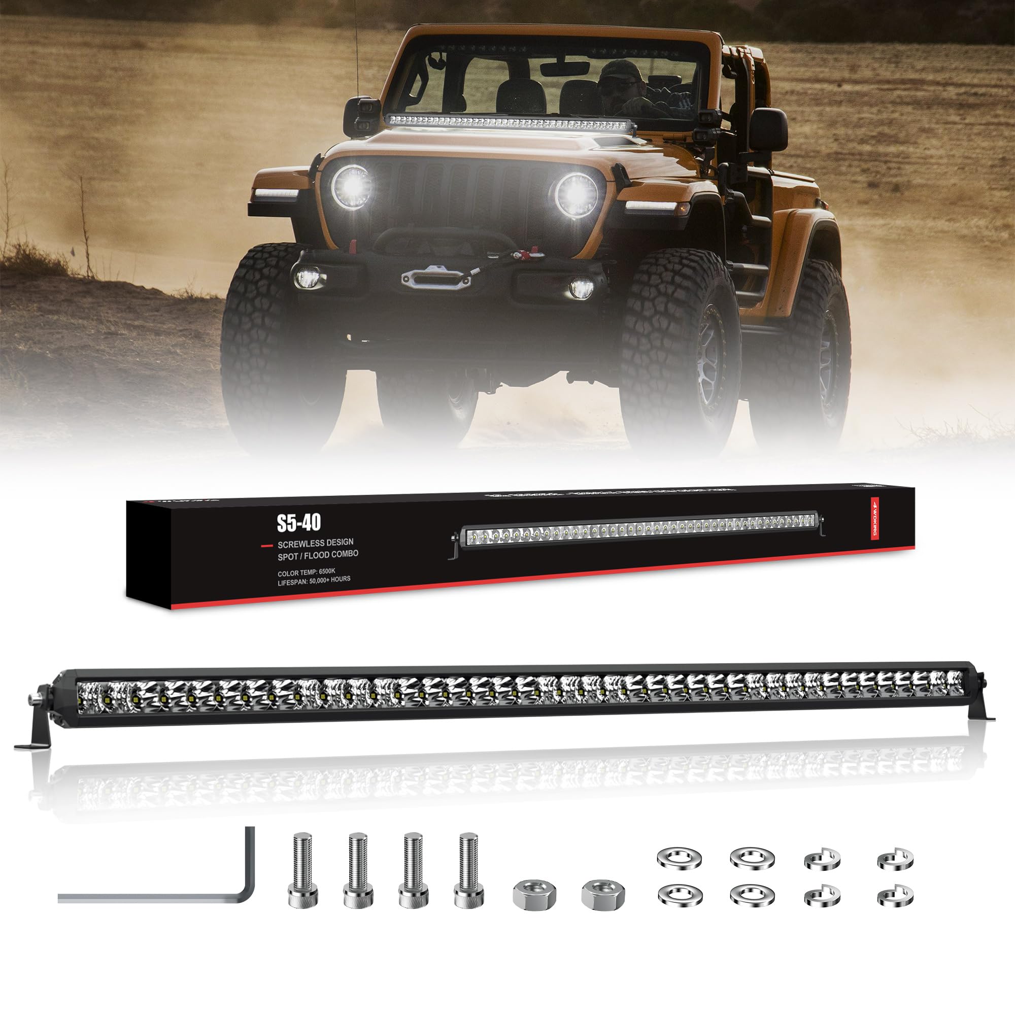 Sponsored Ad - LED Light Bar 42 inch, 4WDKING 200W Off Road LED Spot Flood Combo Work Light High Bright Truck Driving Fog Lamp IP69K Waterproof for Truck Cars ATV UTV Boat