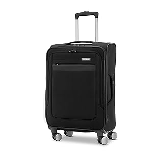 Samsonite Ascella 3.0 Softside Expandable Luggage with Spinners, Black, 2PC SET (Carry-on/Medium)