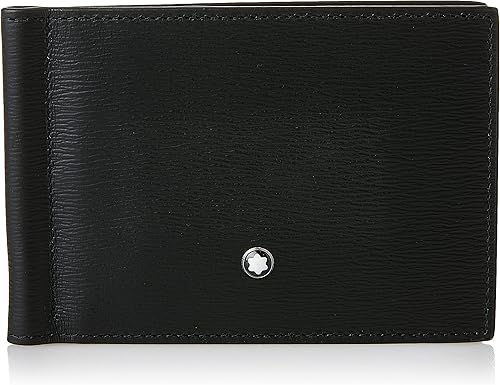 MONTBLANC Meisterstuck 4810 - Cartera de 6 tarjetas de piel negra con clip para dinero, Negro -