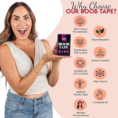Miniatura 3 de WonderTwins Cinta de levantamiento de senos - Cinta adhesiva impermeable y resistente al sudor - Cómoda e invisible debajo de la ropa
