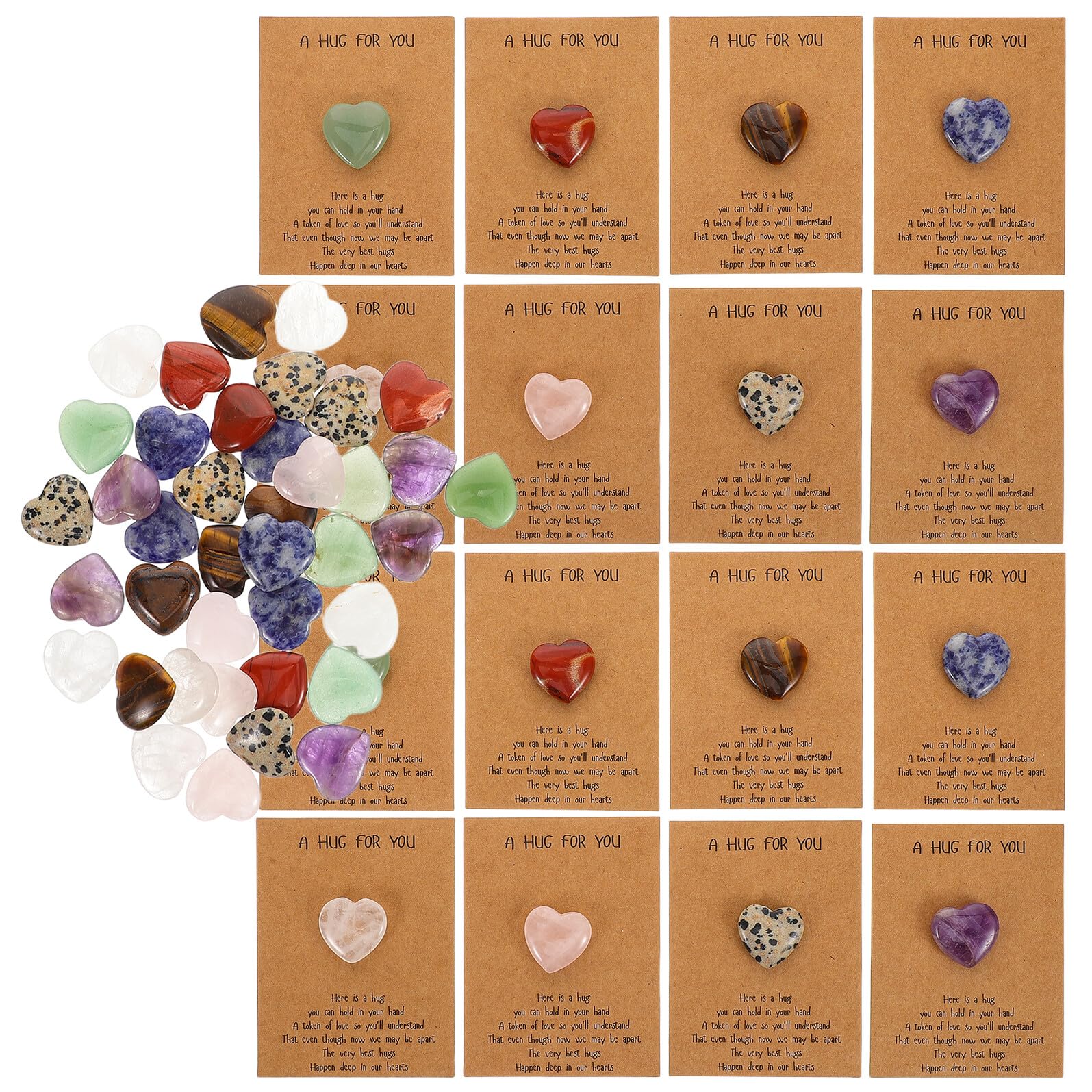 Biglietti d'Auguri con Pietre Naturali a Forma di Cuore Set da 40 per Festa degli Innamorati e Compleanni Carte Regalo Fai da Te per Regali Originali e Bomboniere per Donne e