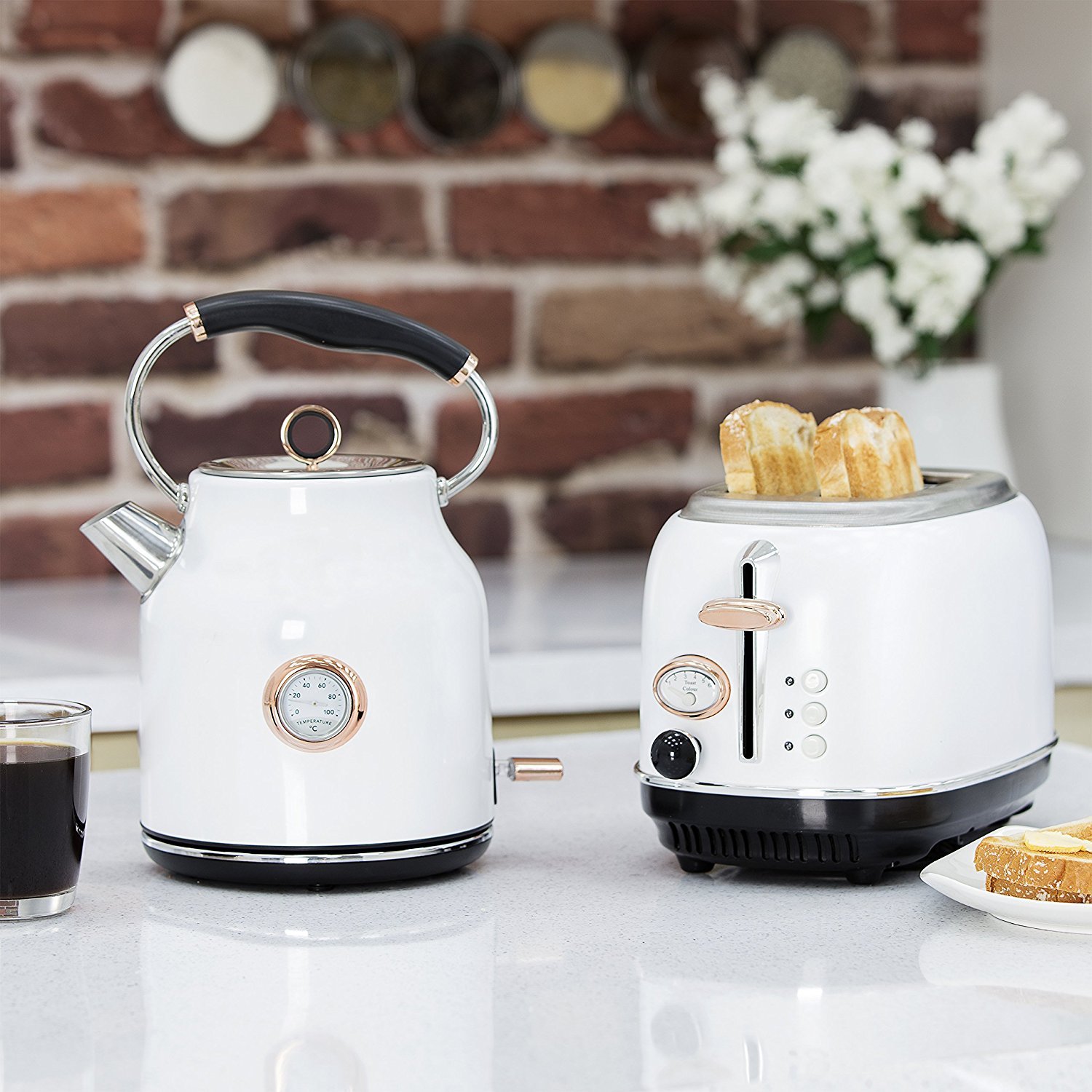 Kitchen TOWER ROSE GOLD & WHITE Electrical Appliance Retro Stylish Set Tower Bottega Digital