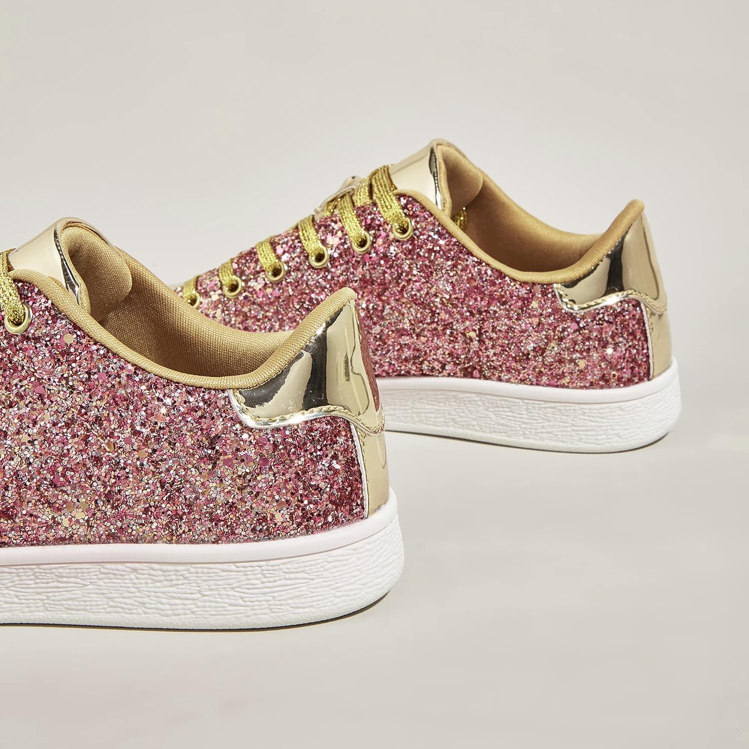 LUCKY STEP Glitter Shoes Sparkly Bling Shiny Bedazzled Lace up Fashion Sneakers for Women - Image 4