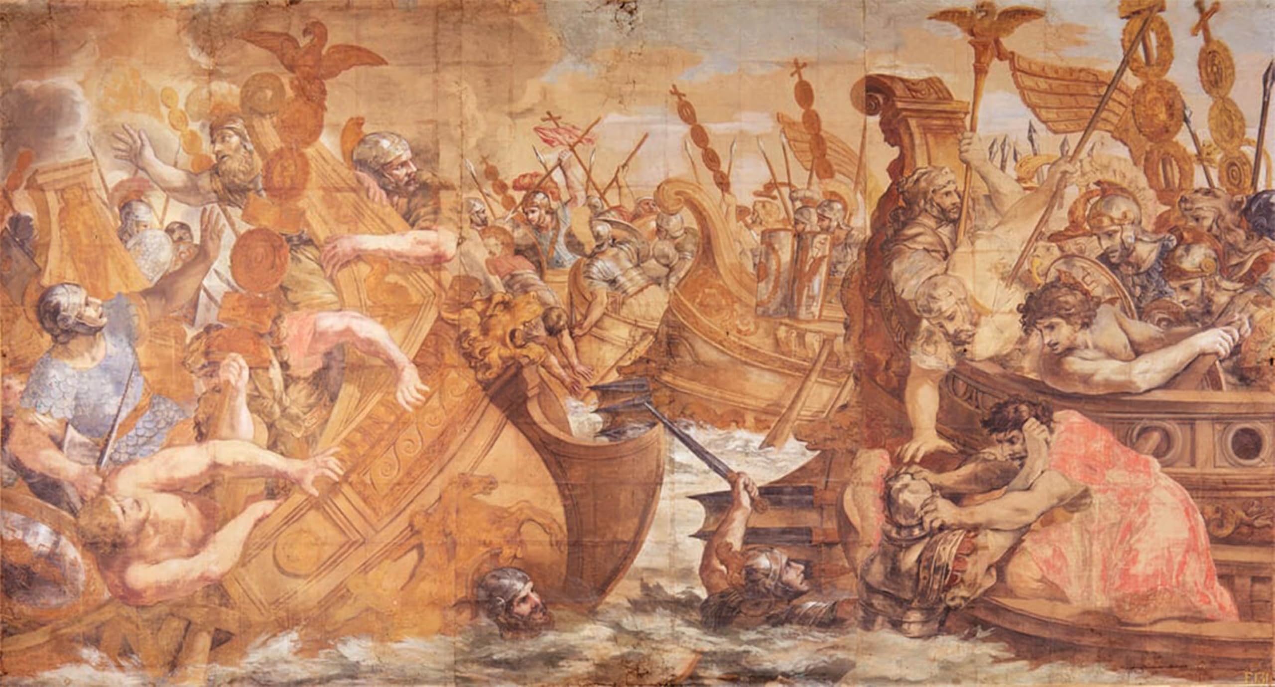 ARTXLXXBN Famous Prints Artwork Pictures Poster Painting Art Roman Naval Battle by Pietro Da Cortona Artwork Landscape Pictures for Home Decor 60x90cm