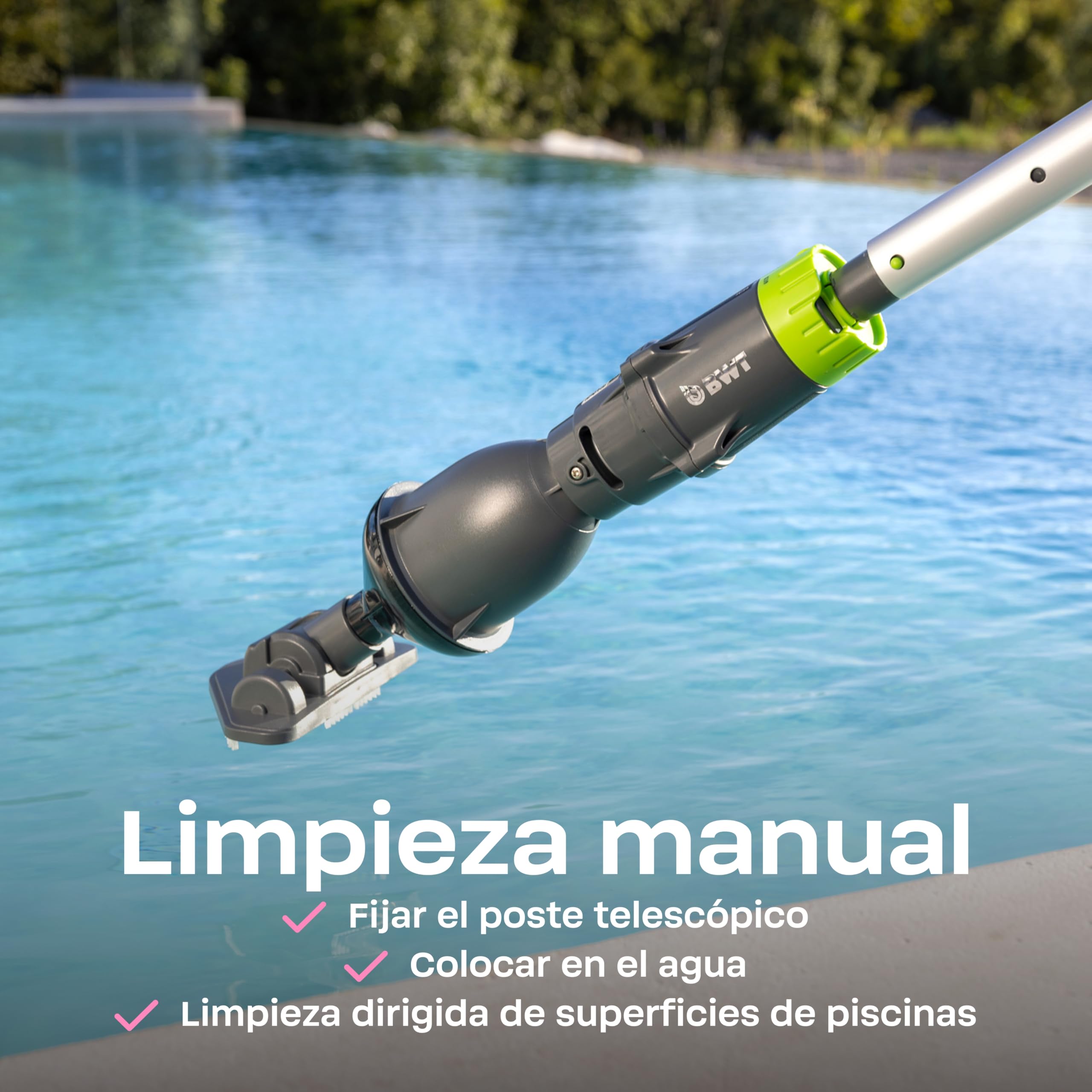 [NUEVO2026] BWT Aspirador de piscina ES02 con batería, aspiradora inalámbrica para piscina con carga USB, 30 min de autonomía, para hidromasaje hasta 10 m³, 2000 mAh, incluye tapa