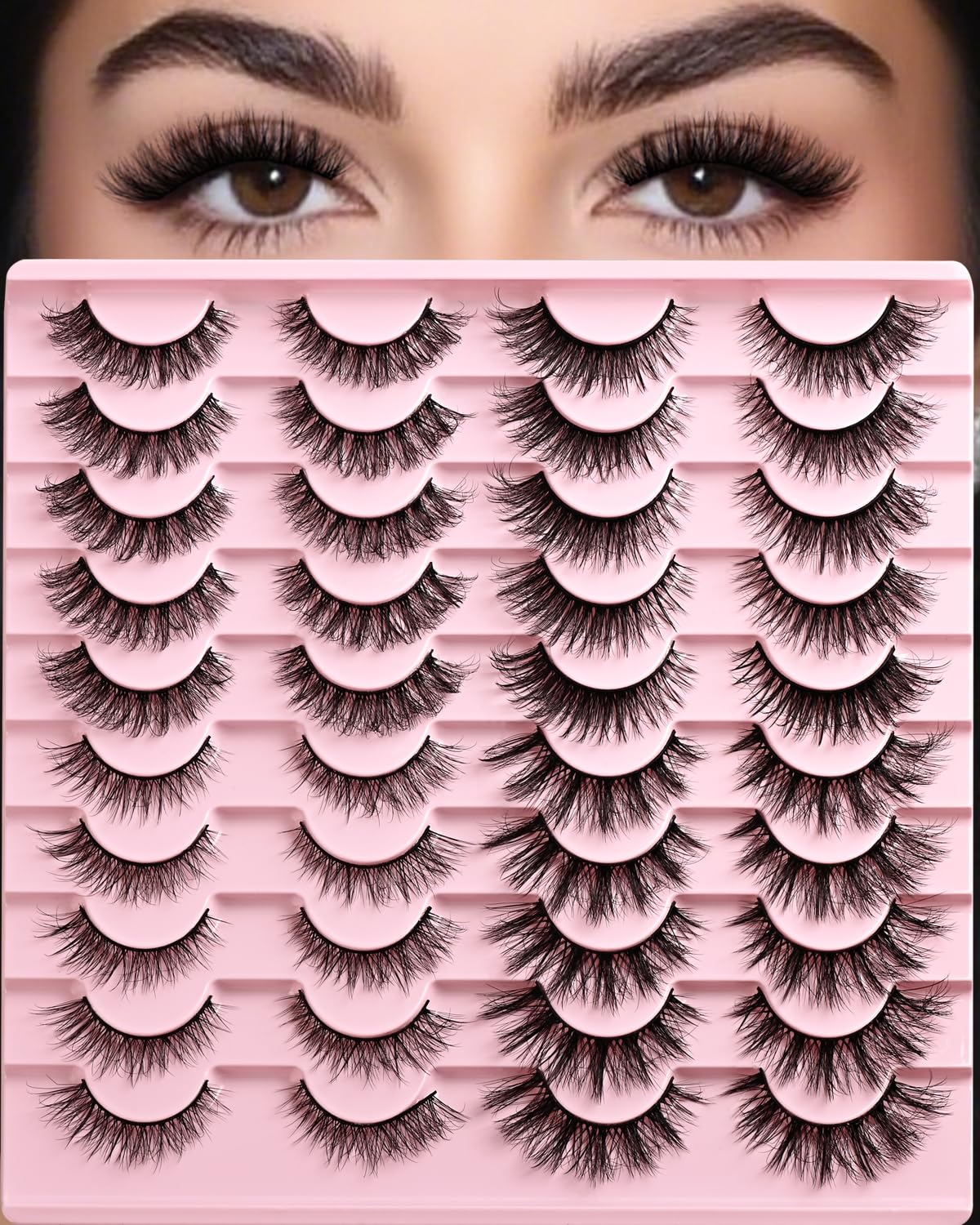 APCYUST Lashes Wispy False Eyelashes 4 Styles Cat Eye Strip Lash Natural Look 20 Pairs Fake Mink Bulk