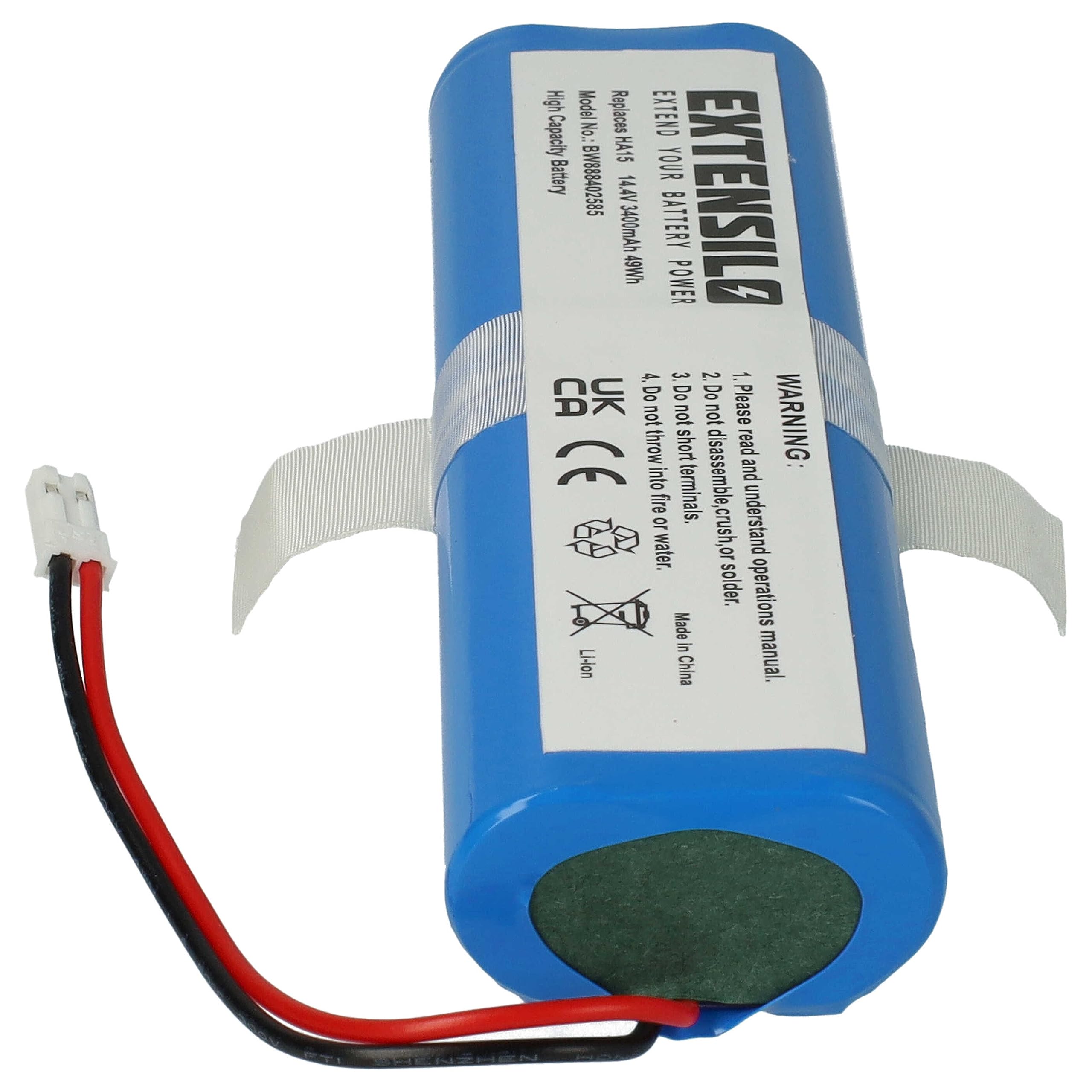 batteria sostituisce Medion HJ08, HA15 per home cleaner (3400mAh, 14,4V, Li-Ion)