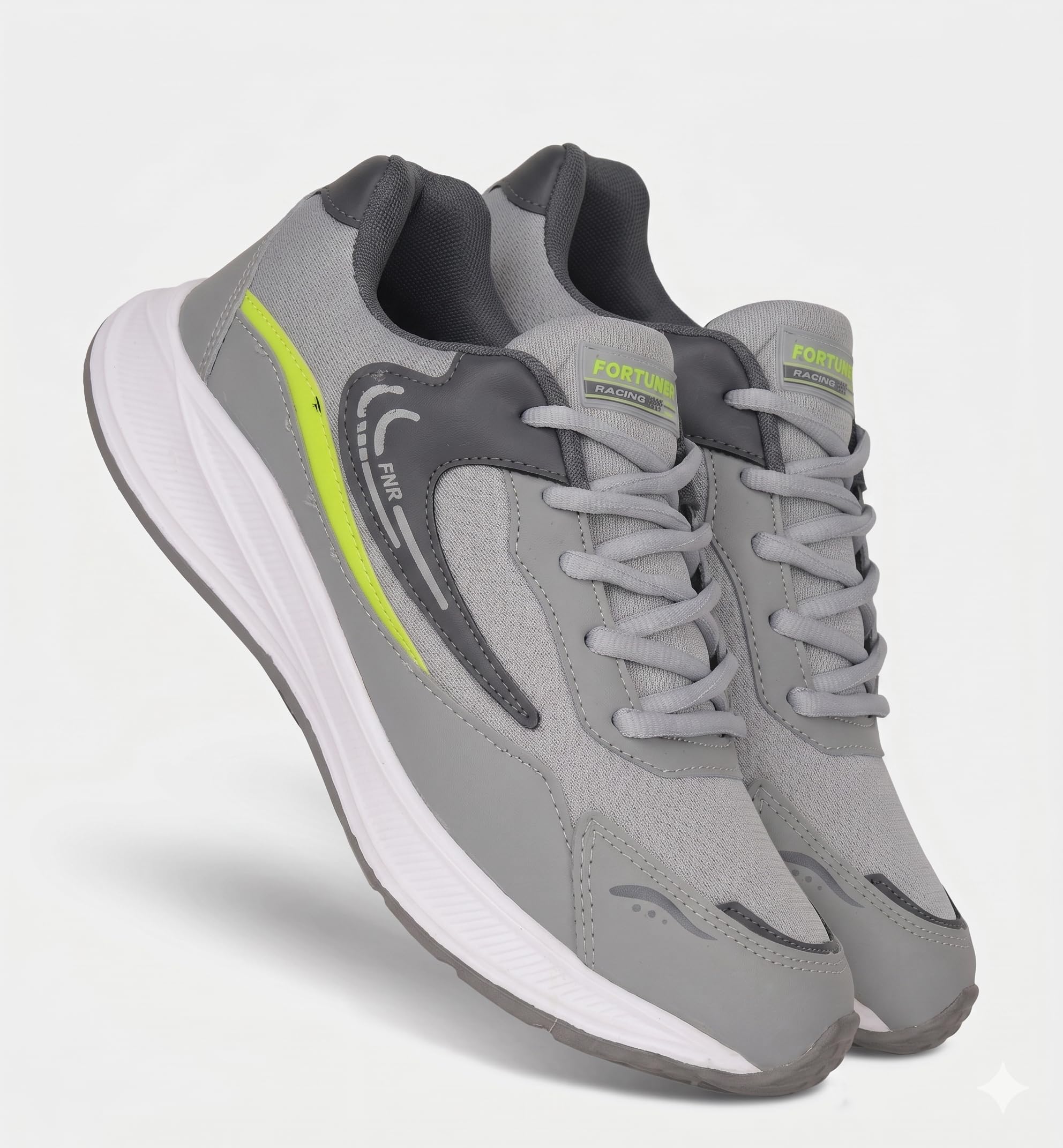 Red Pigeon Men's Sports Running Shoes - Lightweight Gym & Walking Sneakers with Durable EVA Sole | Breathable Mesh, Comfortable Cushioning for Athletic Training, Grey & Lime Green-image-20