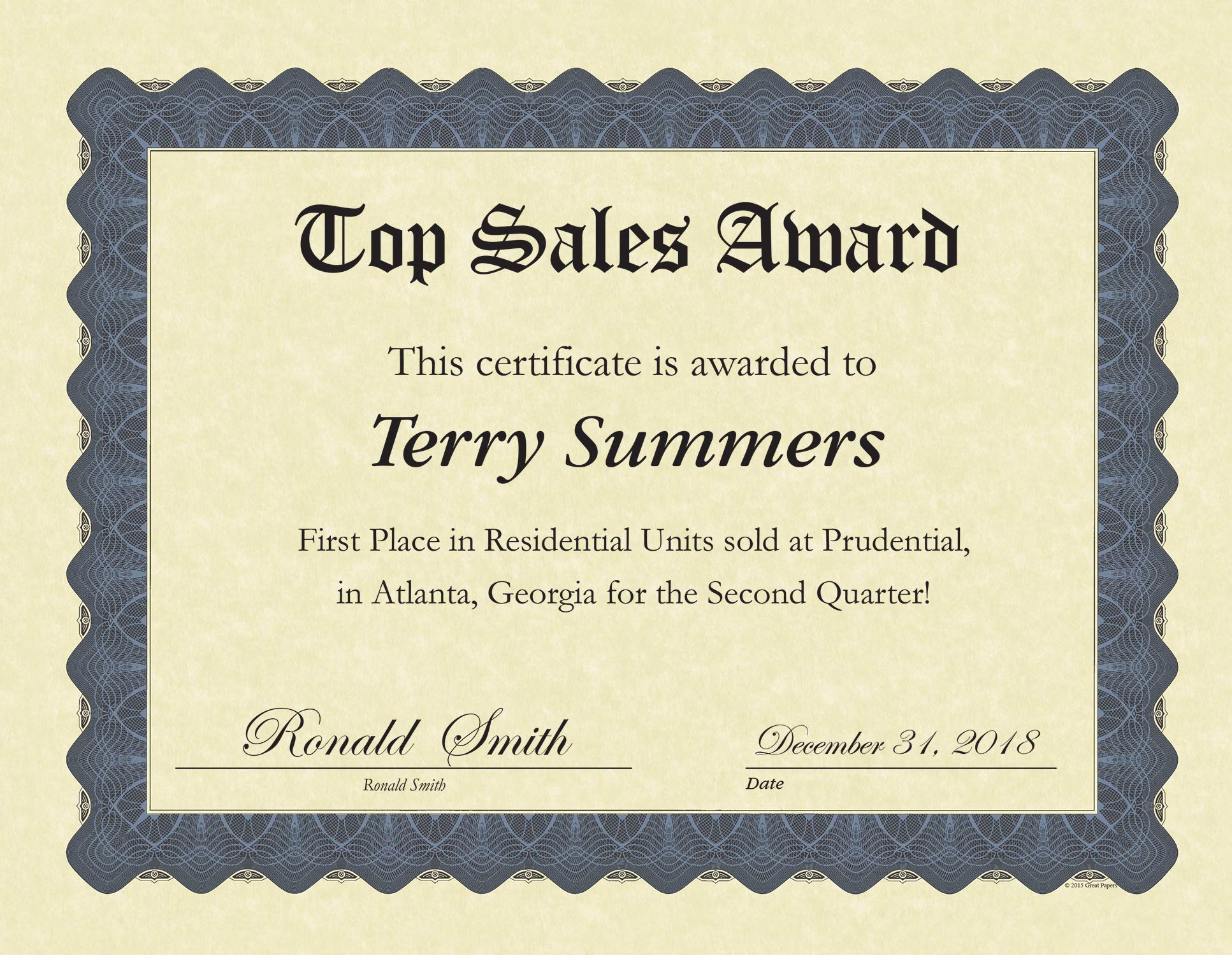 Great Papers! Metallic Border Certificates - 8.5x11 Inch Parchment Paper, 400 Count