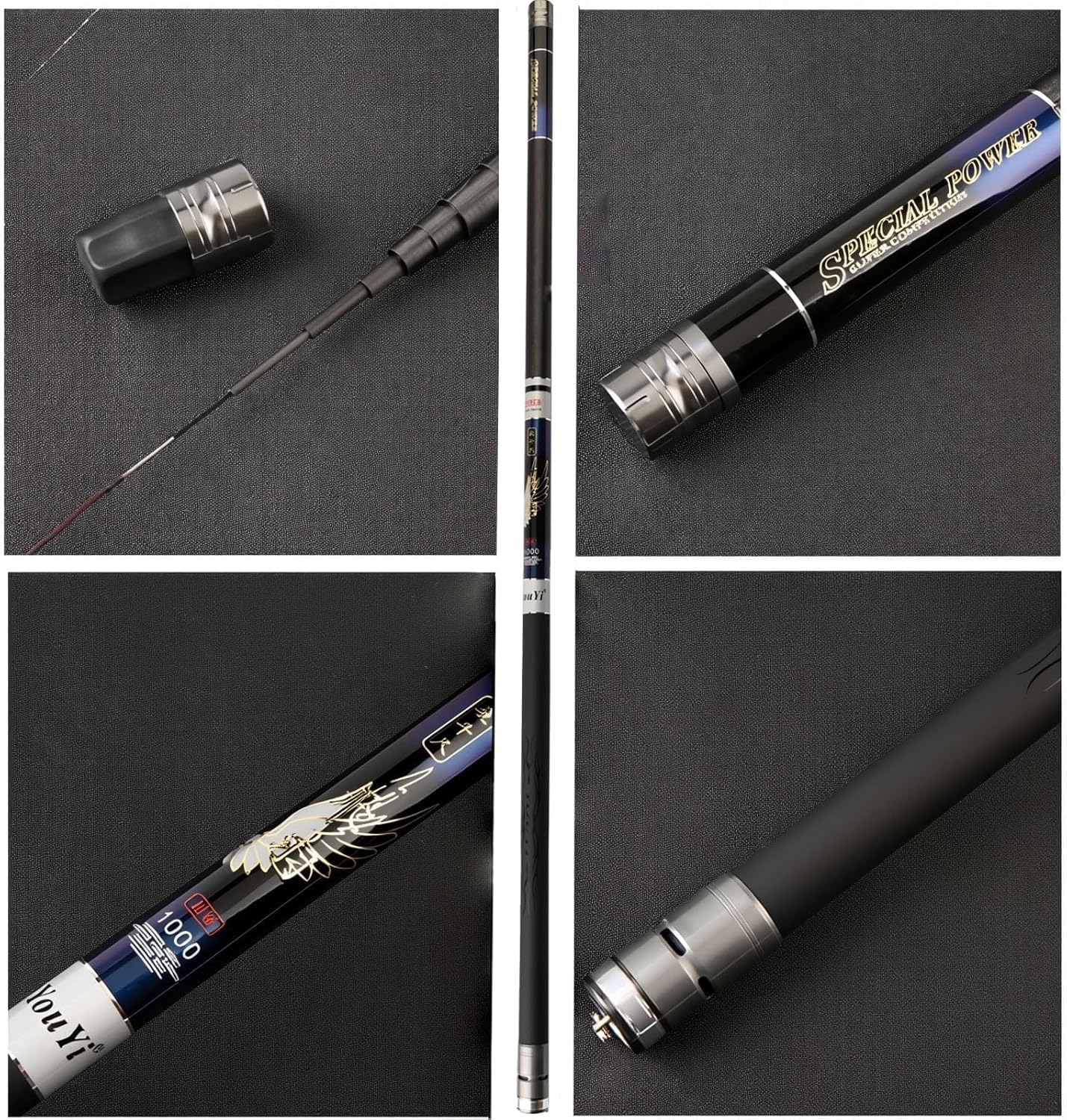 Canna da Pesca Fissa telescopica in Fibra di Carbonio da 7 m a 13 m, Ultraleggera e Super Rigida, Ideale per Lunghe sessioni di Pesca(10m)