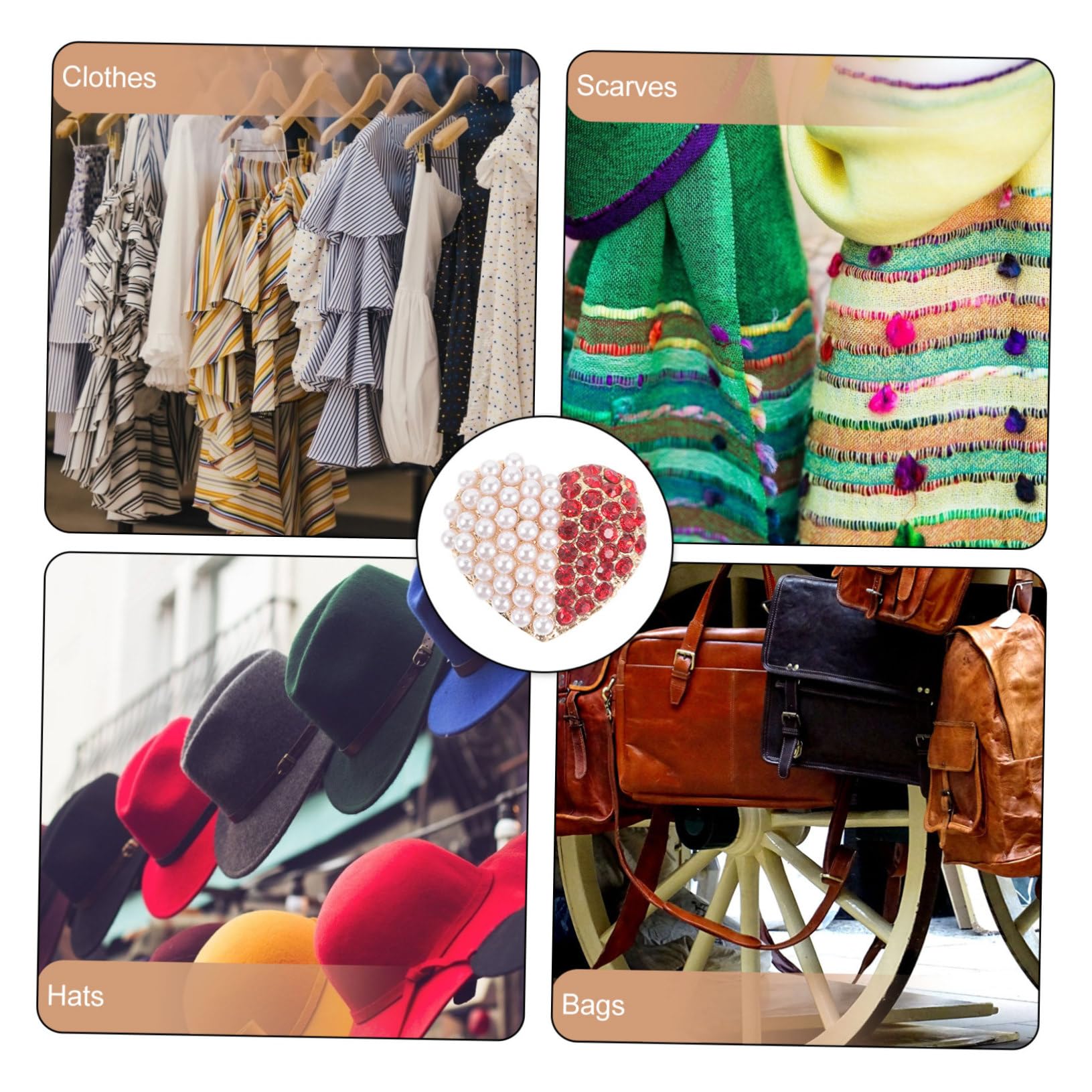 TENDYCOCO 6pcs Heart Brooch Pins Fashionable Rhinestone Heart Pin Brooches Great for Suit Outfits