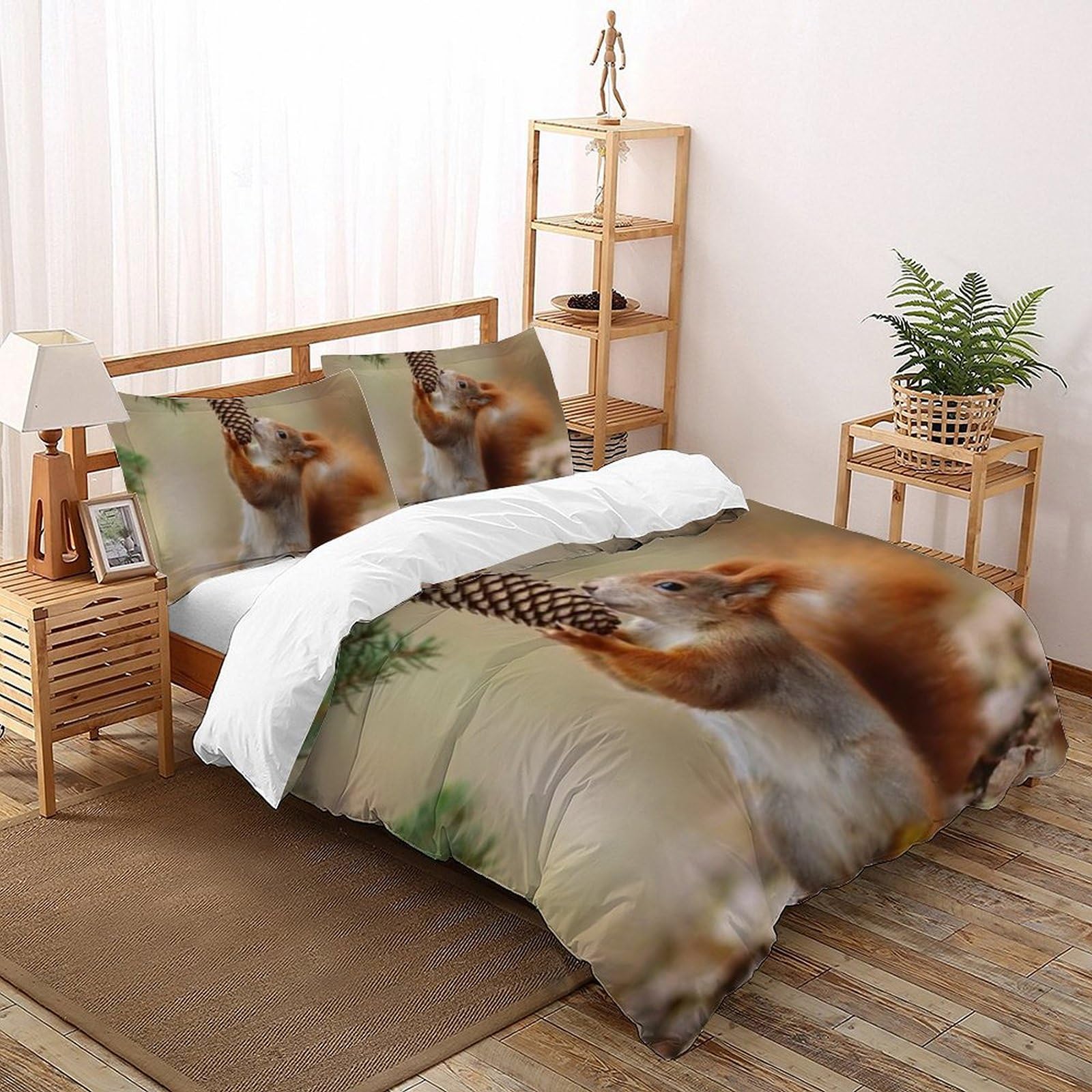 Housse de couette écureuil imprimé 3D en microfibre infroissable et facile à laver en machine