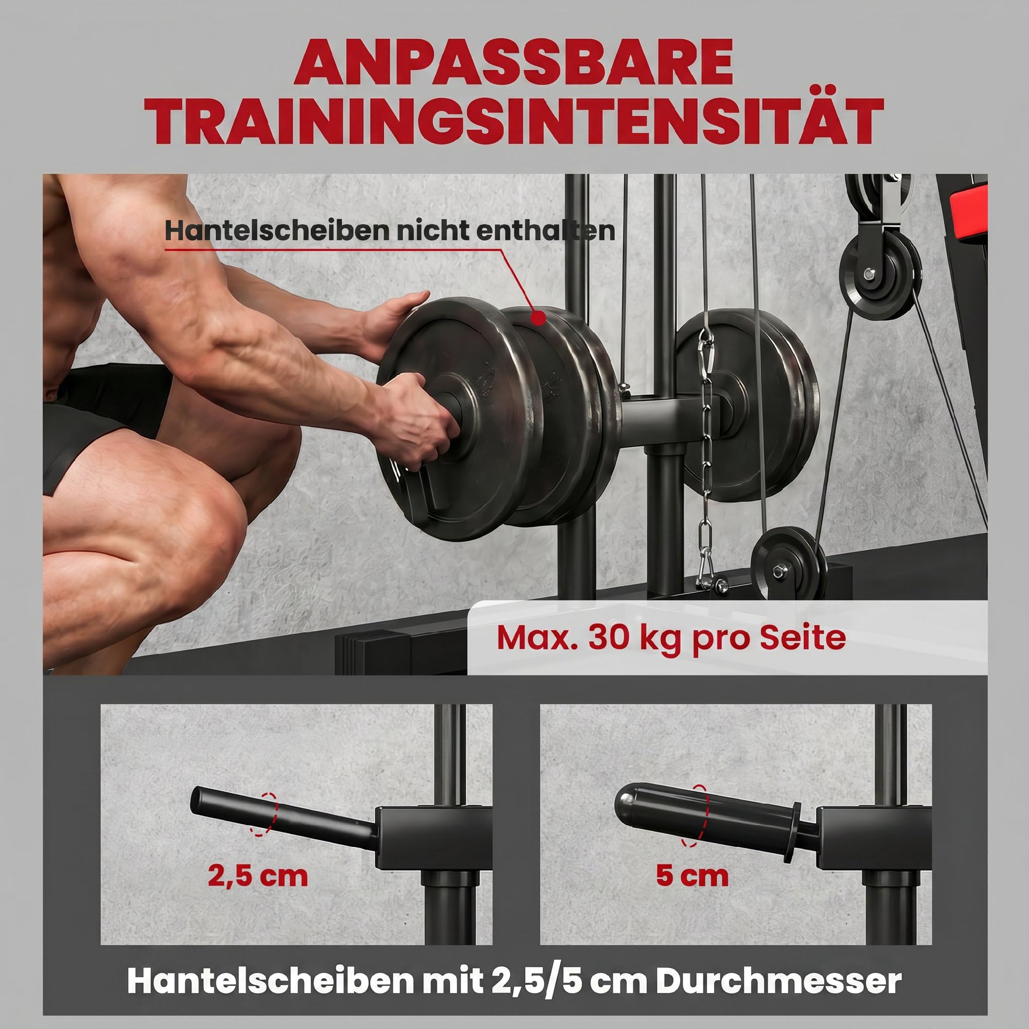 SPORTNOW Kraftstation Fitnessstation mit Latzug, Butterflystange, verstellbar Preacher Bank, Beintrainer, Multifunktion Homegym Multistation bis 120kg Fitnessgerät für Zuhause Schwarz+Rot