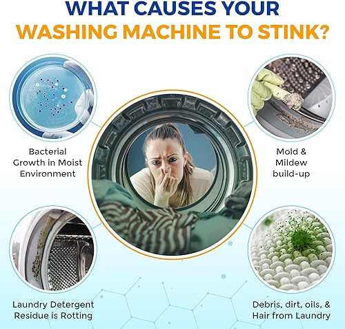 Miniatura 4 de Bastion Limpiador, desodorante y descalcificador para lavadora, paquete de 6 tabletas de limpieza profunda activas para cargador frontal HE y