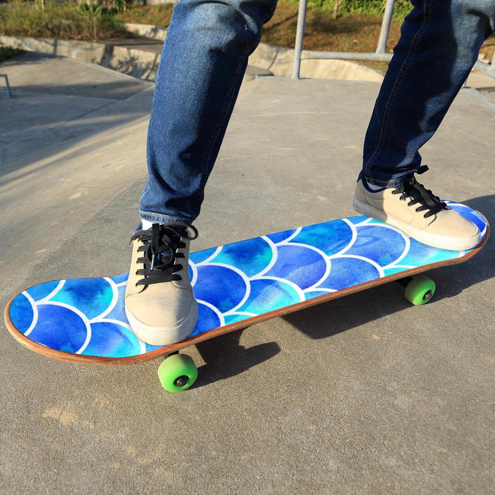 Mermaid Scale Blue 2 Stück Skateboard-Griptape Bogen Schleifpapier Longboard Aufkleber Roller Deck Sandpapier