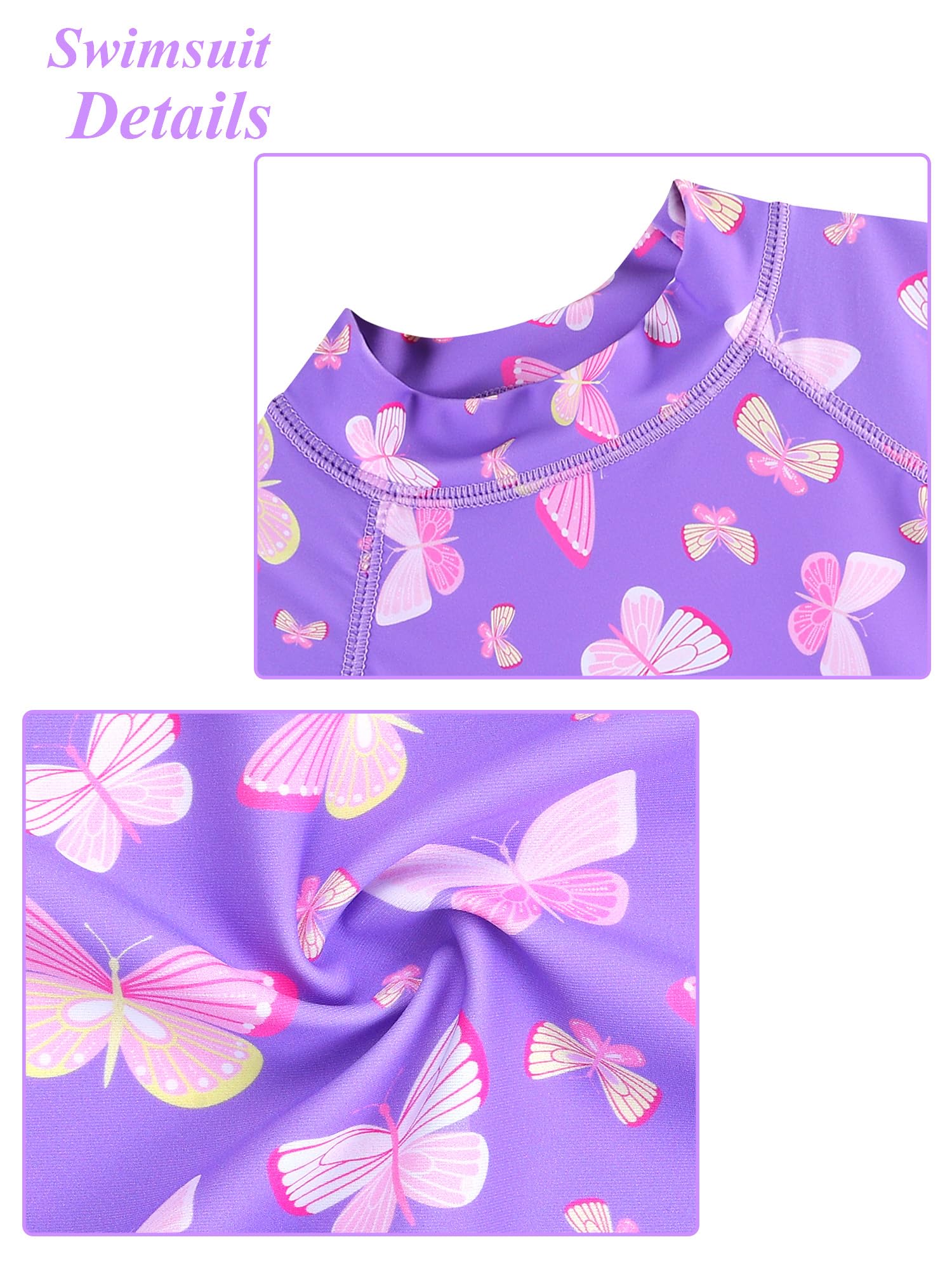 Traje de baño de dos piezas para niñas con protección UV para niños de secado rápido UPF 50+ traje de baño 3-12 años