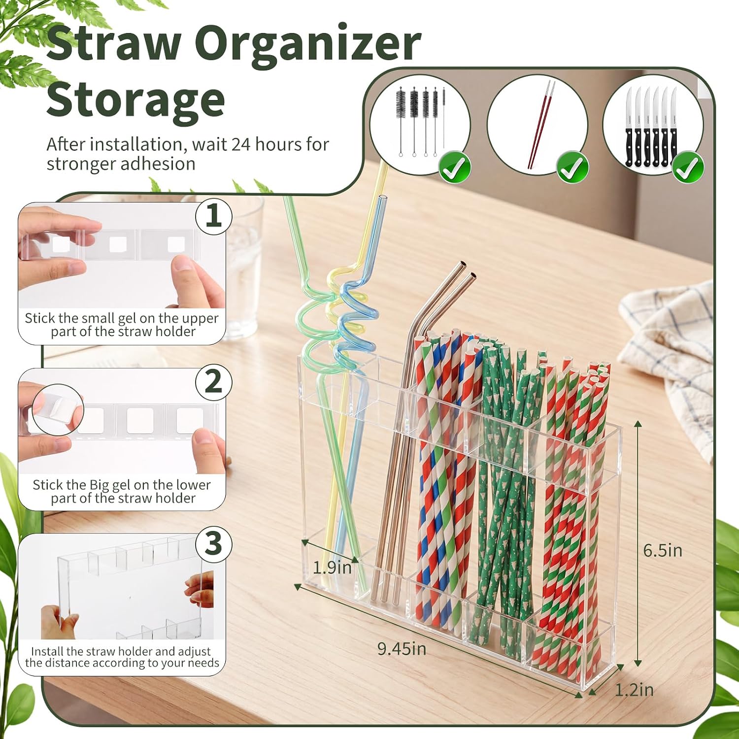 Sawysine 3 Pcs Kitchen Cabinet Organizer Set 3 Layer Stackable Water Bottle Holder & Iron Lid Organizer Adhesive Door Mounted Acrylic Straw Dispenser for Inside Cabinet Door and Pantry Shelves