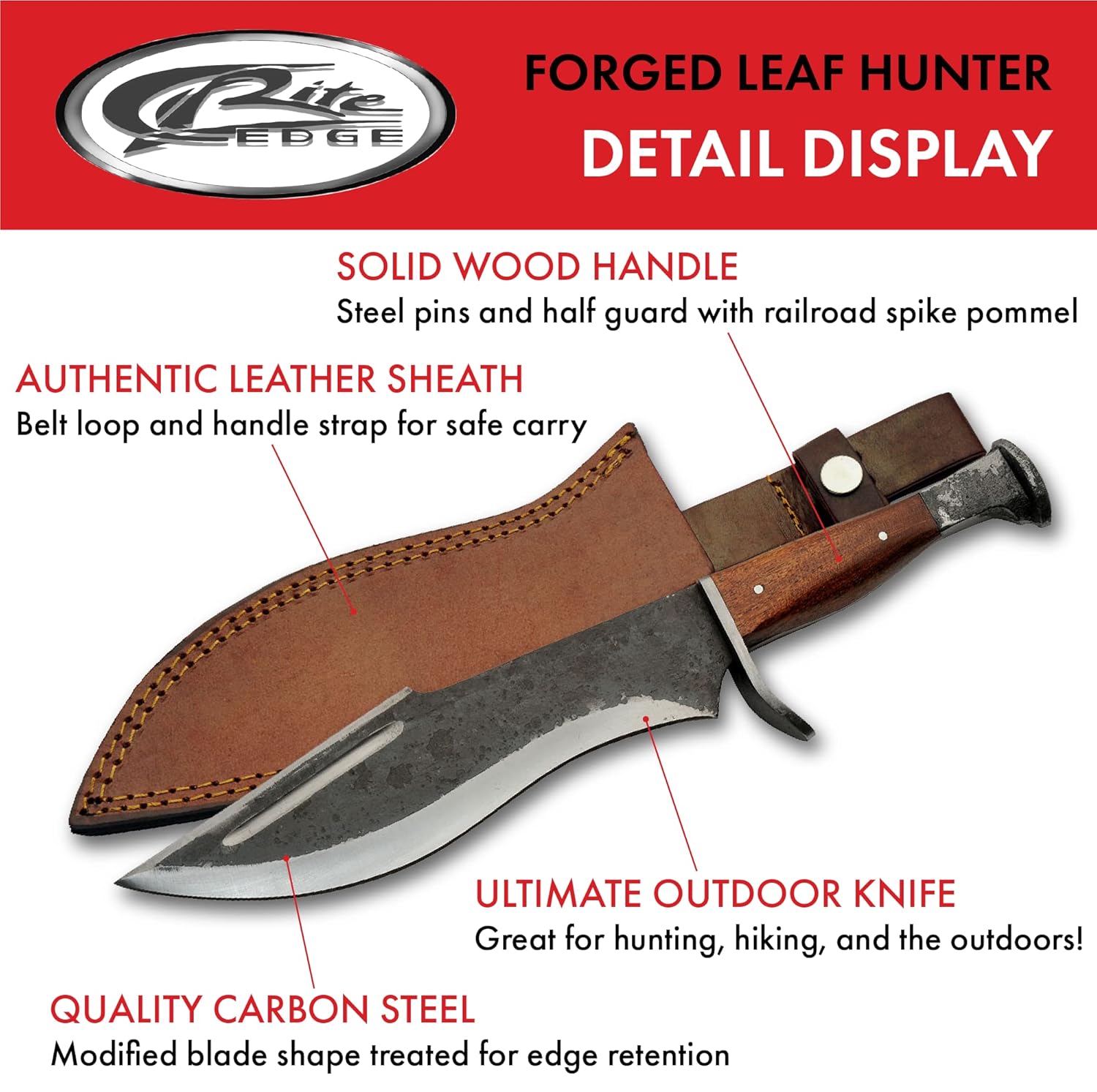 SZCO Supplies 13.5" Hand Forged Wood Handle Leafe Blade Machete With Sheath,Brown
