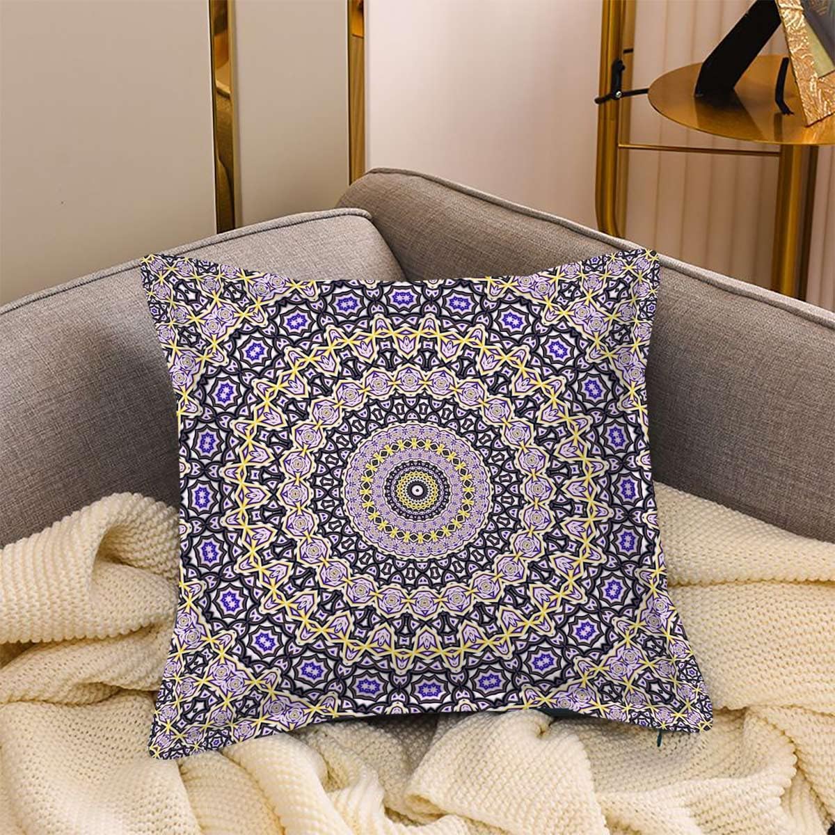 SARMSX Purple Blue Waterproof Outdoor Pillow Covers Mandala