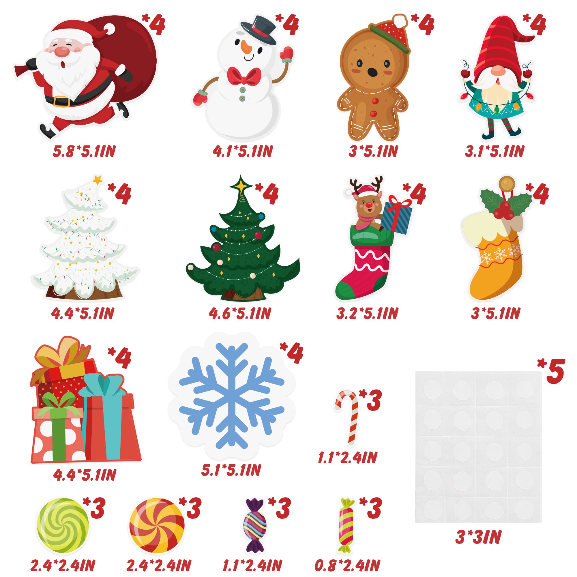 Wonmon Weihnachtssüßigkeiten-Ausschnitte Für Pinnwand & Basteln – 45 Stück Mit Klebern, Ideal Für Party, Schule & Deko