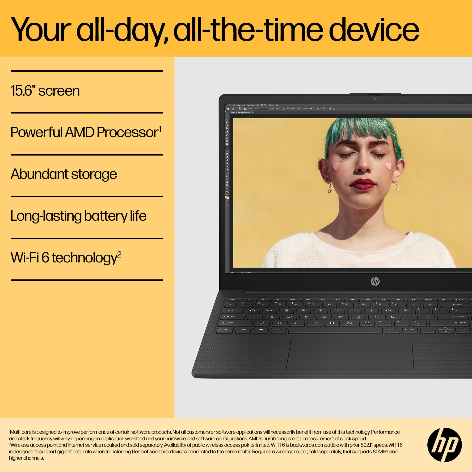 HP 15.6" Laptop | AMD Ryzen 3 7320U Processor | 8 GB RAM | 256 GB SSD | AMD Radeon Graphics | FHD Display | Up to 11hrs 15 mins battery | Windows 11 | Dual Speakers | Jet Black | 15-fc0045sa - 4
