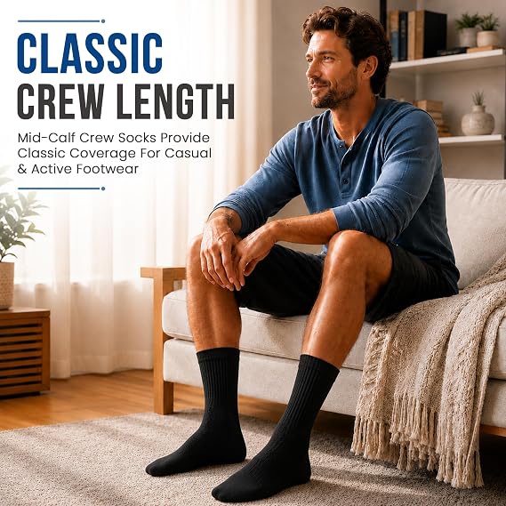 SOCKS'NBULK 60 Pairs Mens Wholesale Bulk Sports Crew Socks, Athletic Socks Case Pack Options