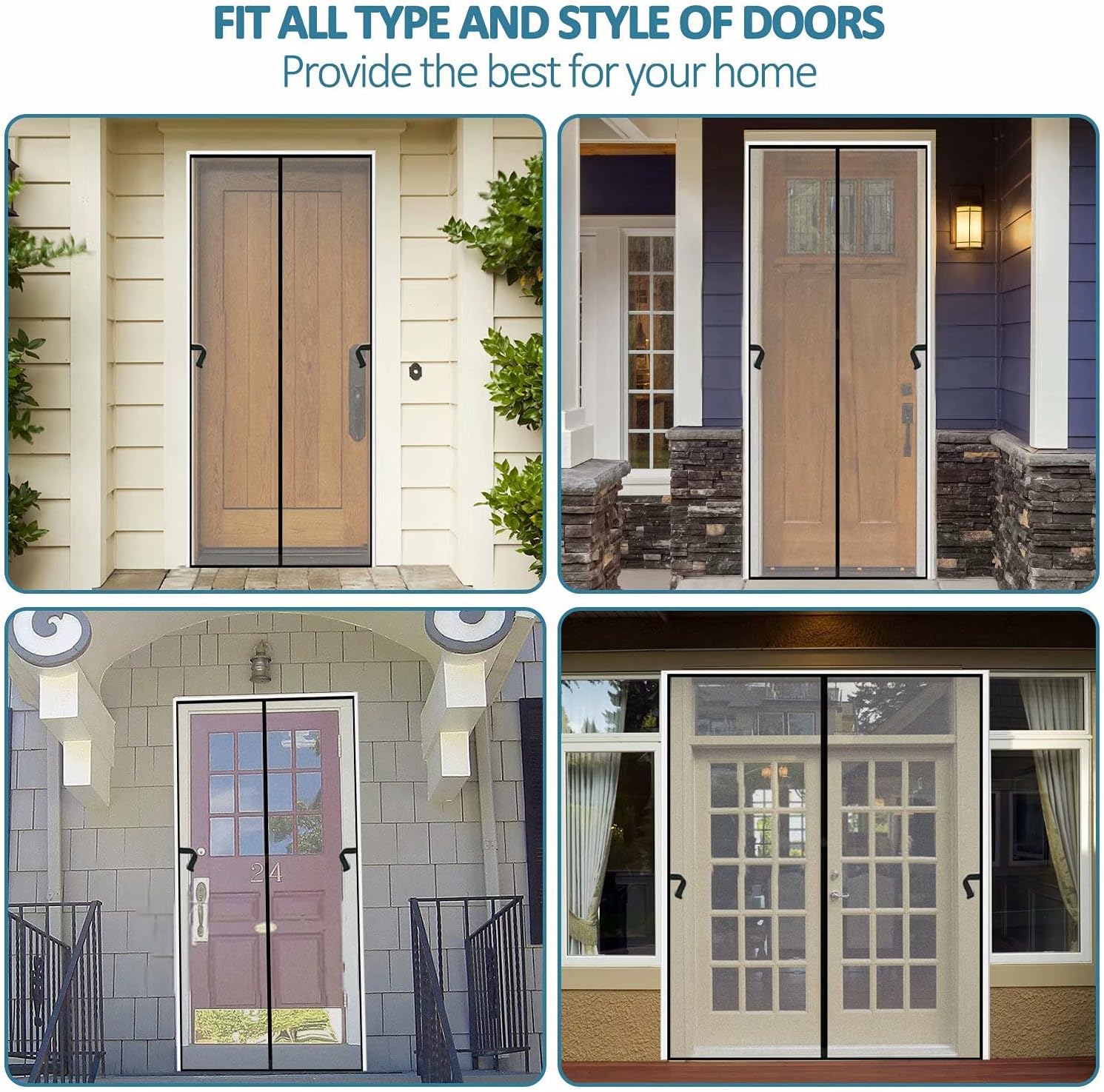Magnetic Screen Door Fits Door Size 46"x79" Snap on Screen Door Magnets Mesh Screen Curtain Sliding Door Mosquito Door Net with Heavy Duty for Frech Door/Entry Door/Interior Door/Patio Door