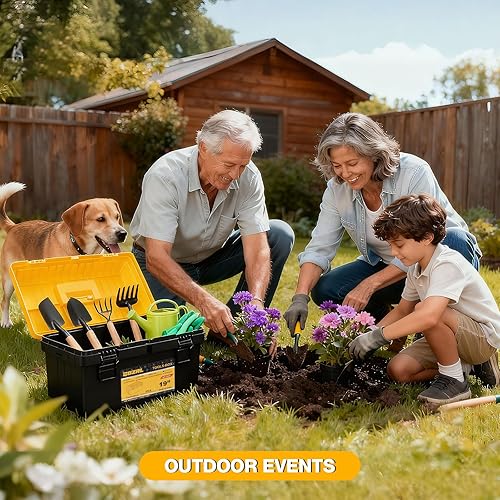 Miniatura 7 de Juego de caja de herramientas 4 en 1 organizador de herramientas apilable con bandeja extraíble, almacenamiento de herramientas duradero para