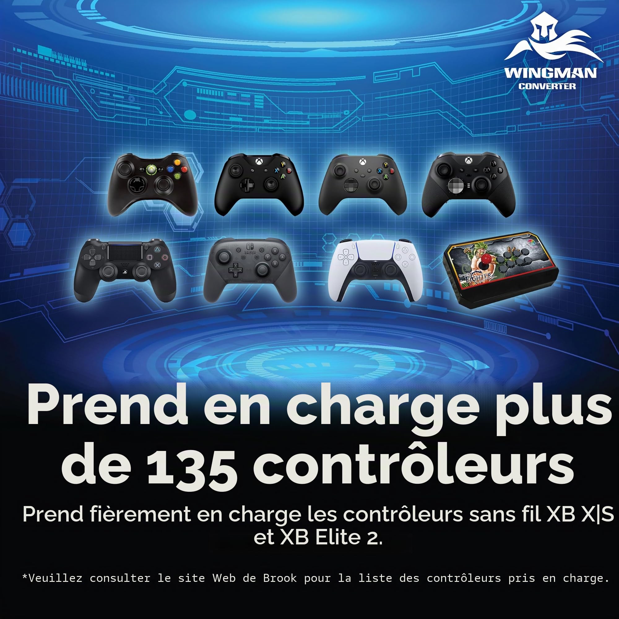 Brook Wingman XB 2 Convertisseur avec Porte-clés – Adaptateur contrôleur sans Fil pour XB 360, XB Original Consoles et PC, Prend en Charge Le reprogrammation et Le Turbo réglable [Version Exclusive]