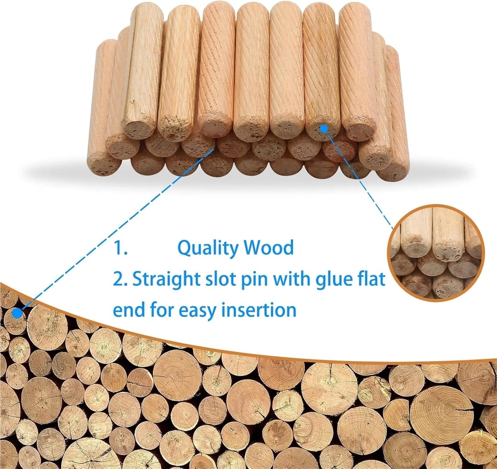 Wspólne kołki łączące, 1000 sztuk/paczka Okrągły 6 * 40 mm 8 10 Szuflada szafki karbowany DIY Obróbka drewna do przyrządów kołków Wiertarka mebli Rzemiosło(10x40)