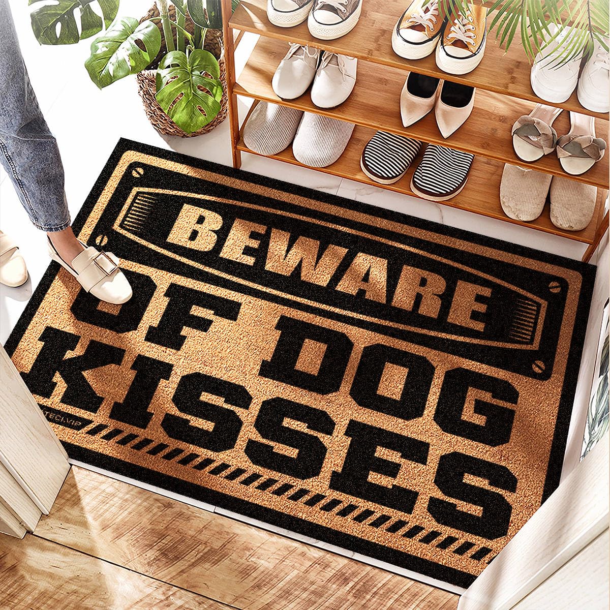 Paillasson de cuisine imperméable et drôle pour l'entrée des amoureux des chiens