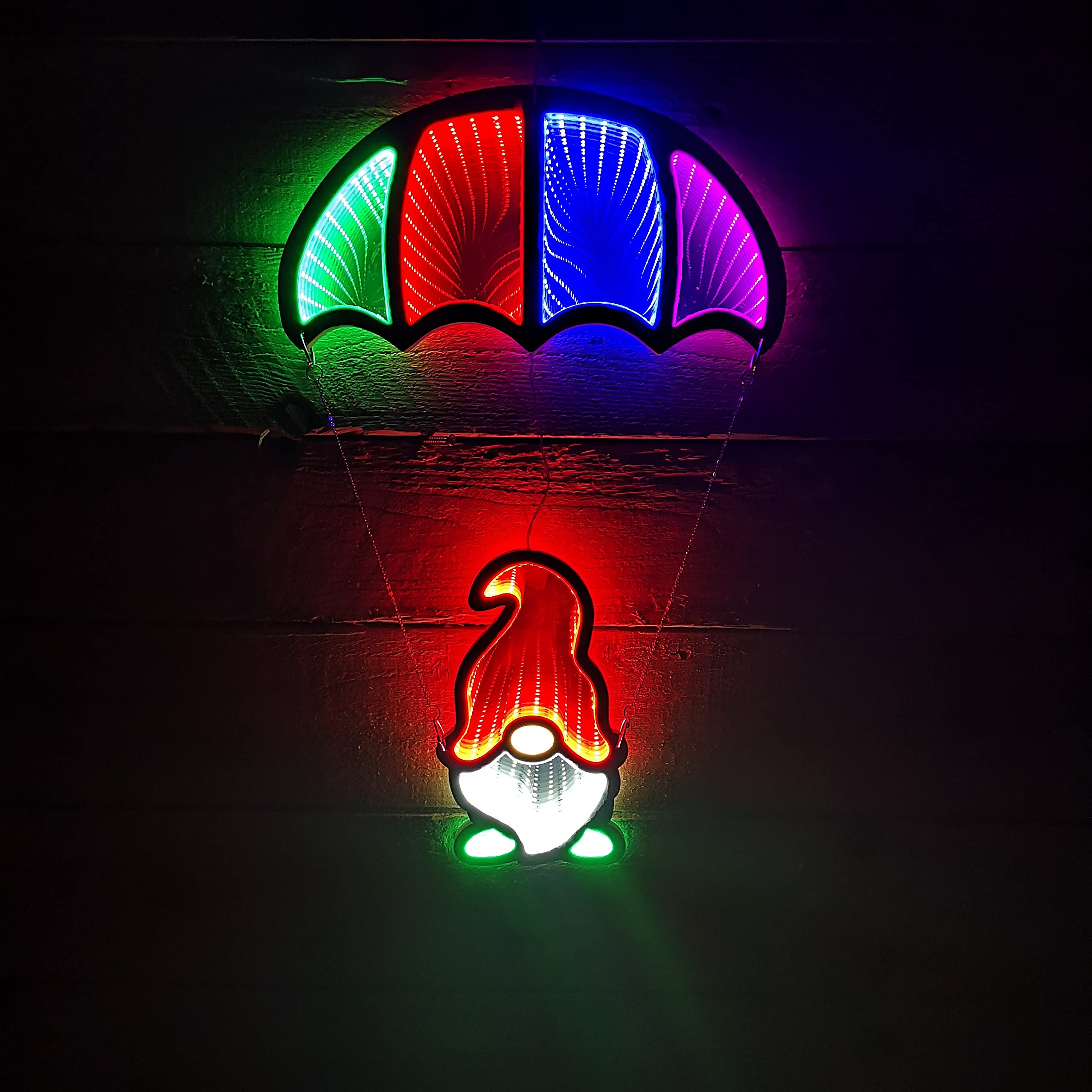 Samuel Alexander Light 60Cm Led Multicoloured Infinity Christmas Hanging Parachute Christmas Gnome Gonk Christmas Decoration