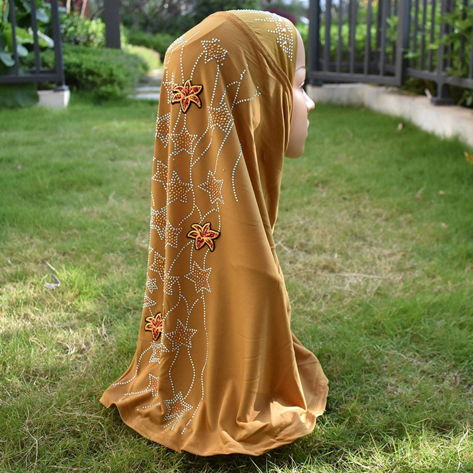 HJS جديد مسلم حجاب مريح لربيع وصيف وشاح رأس يسمح بمرور الهواء من هوي الجنسية غطاء رأس بسيط بأكمام مباشرة وشاح 7# الكاكي