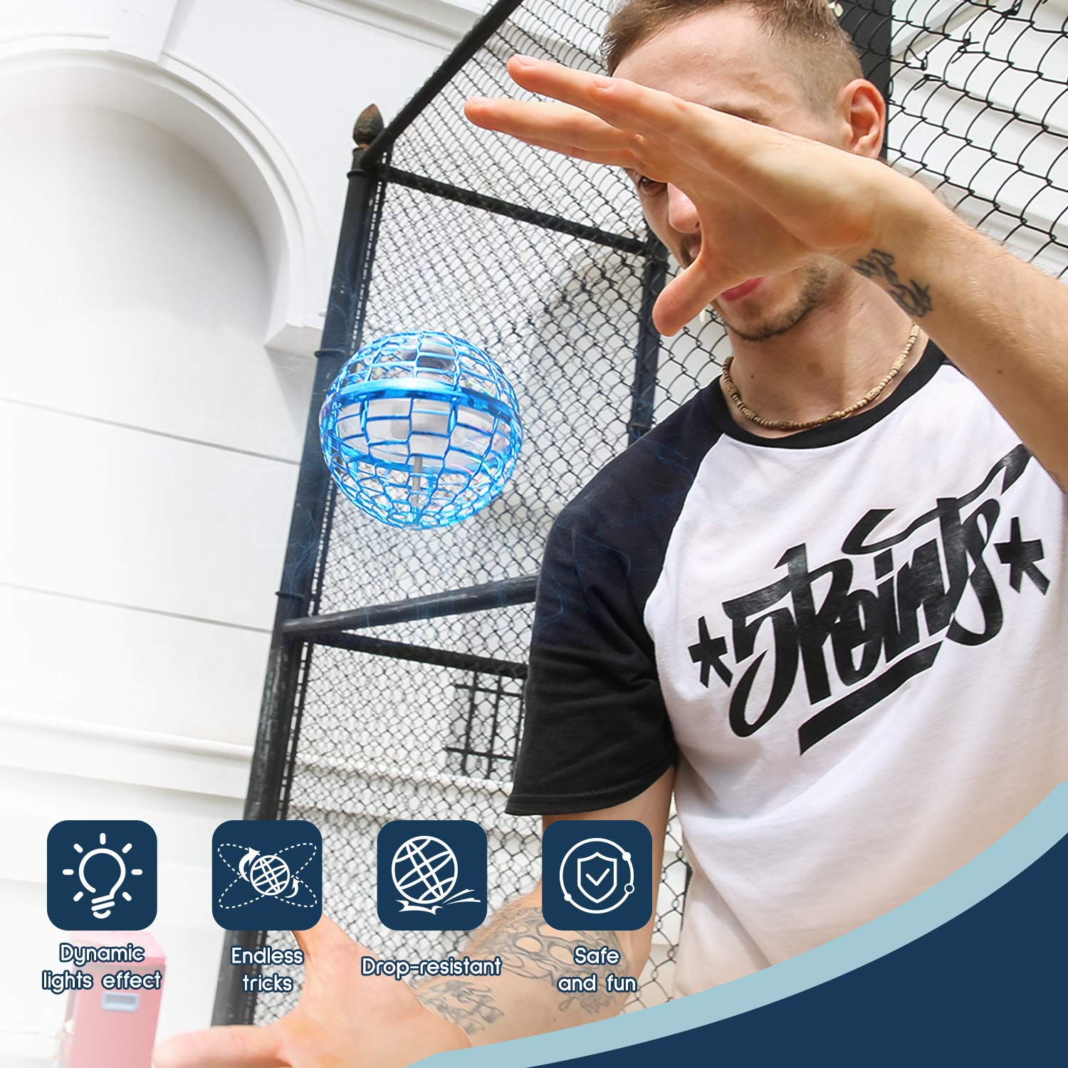 Flying Ball Toys, 2021 Upgraded Hover Flying Spinner Boomerang Ball 360° Rotating Soaring Orb