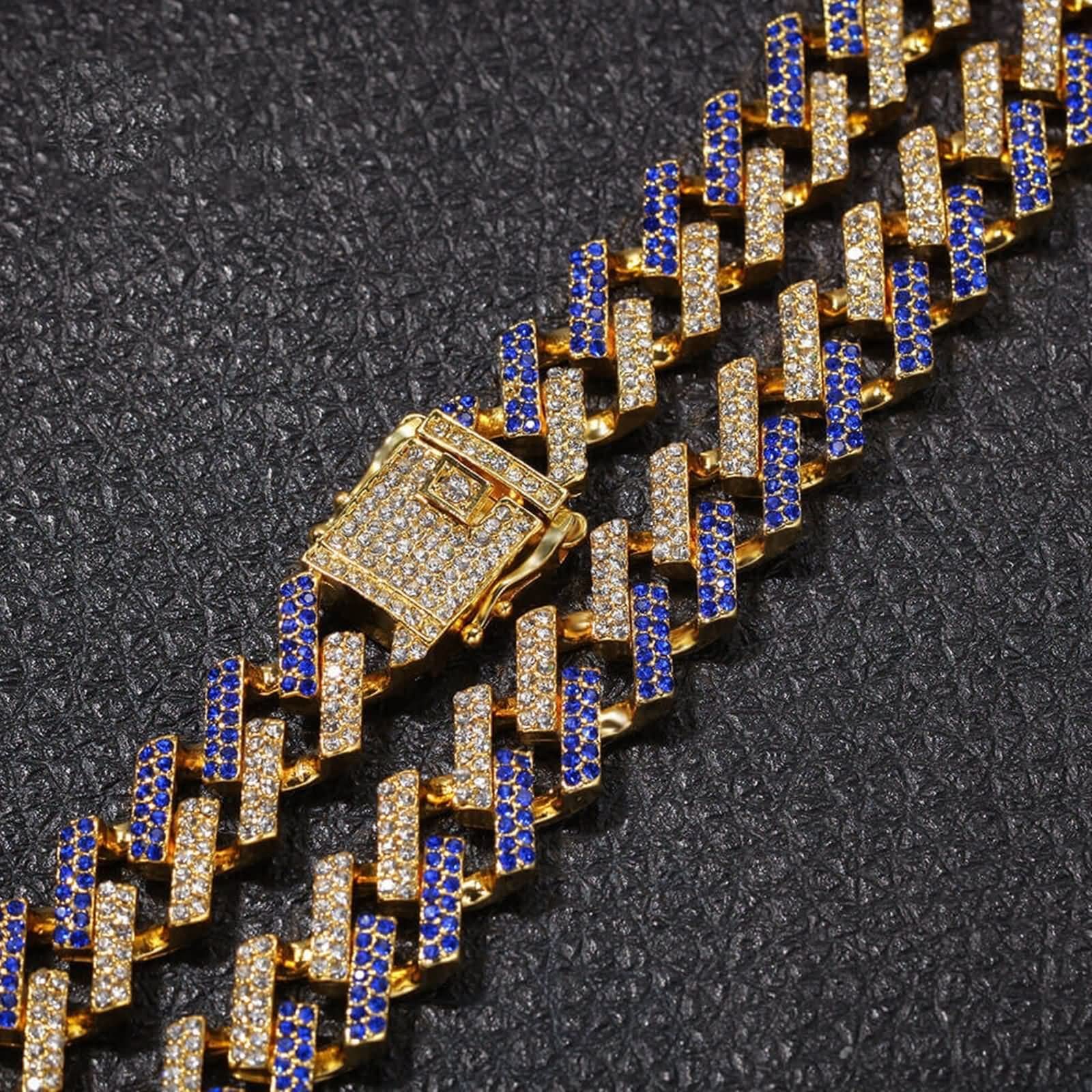 Collane Uomo Catena,Collana 41-61 cm Uomo Catenina 15 mm Catena Zirconia Cubica Bianca Catenina Lega Uomo Catenina Uomo Oro